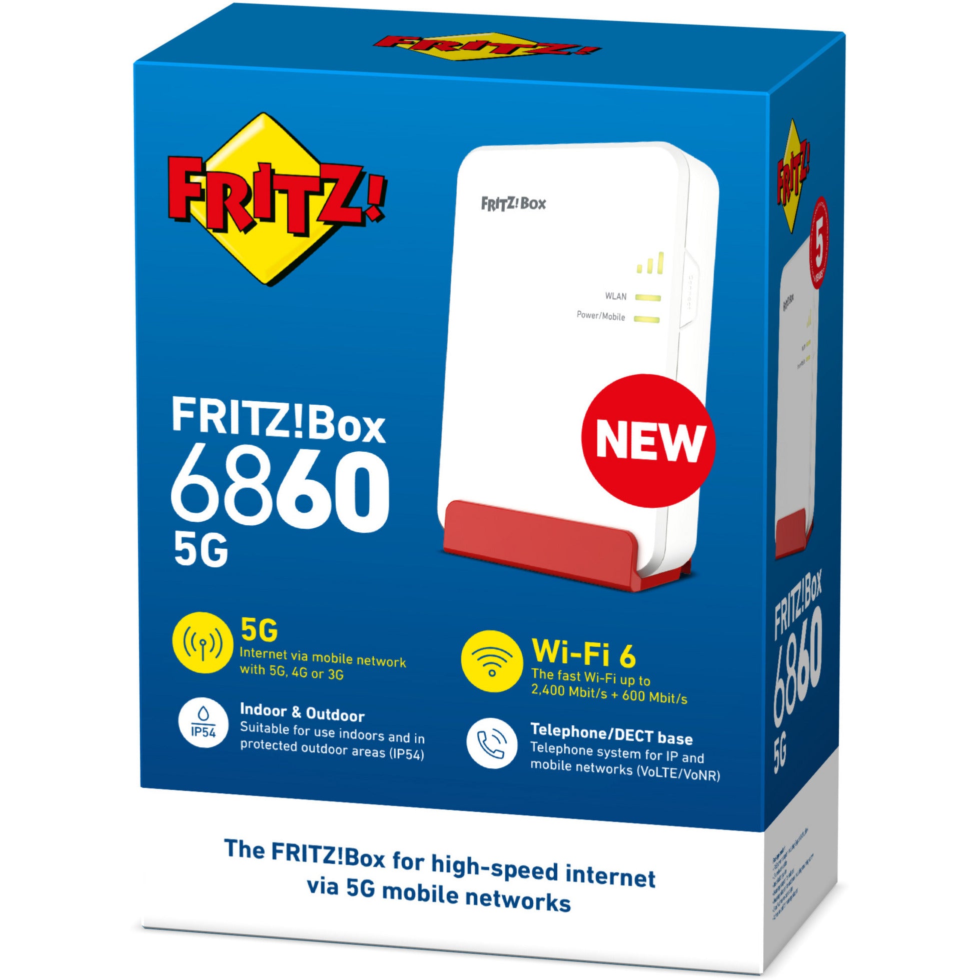 Fritz! box 6860 5g edition international draadloze router (rood, mesh, 5g)