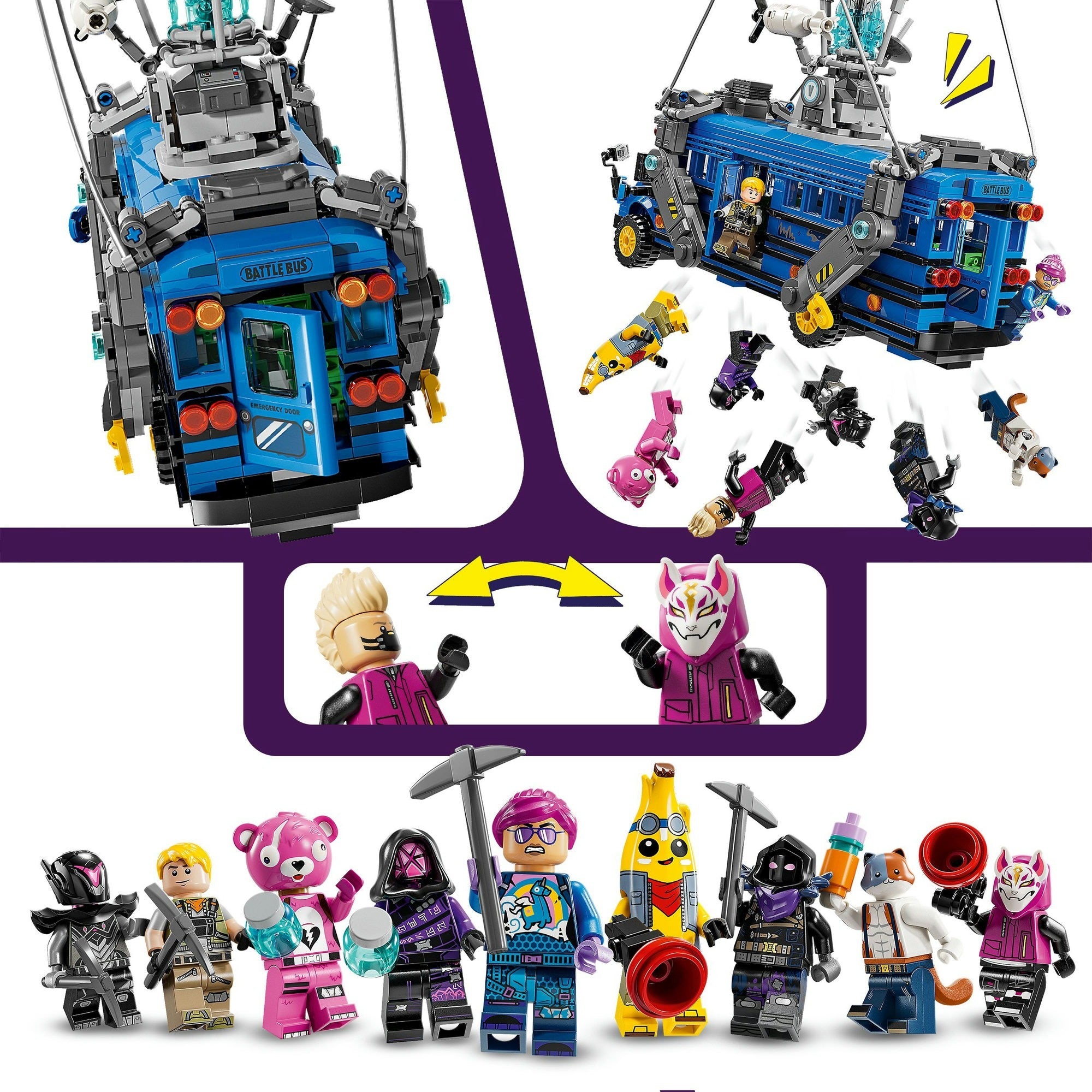 Lego fortnite battle bus uit de videogame - 77073