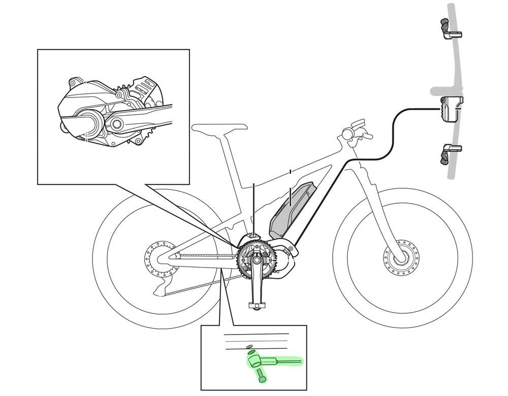 Shimano Snelheidssensor STEPS E5000, E6000, E6100, E7000 en E8000 met 1400 mm kabel