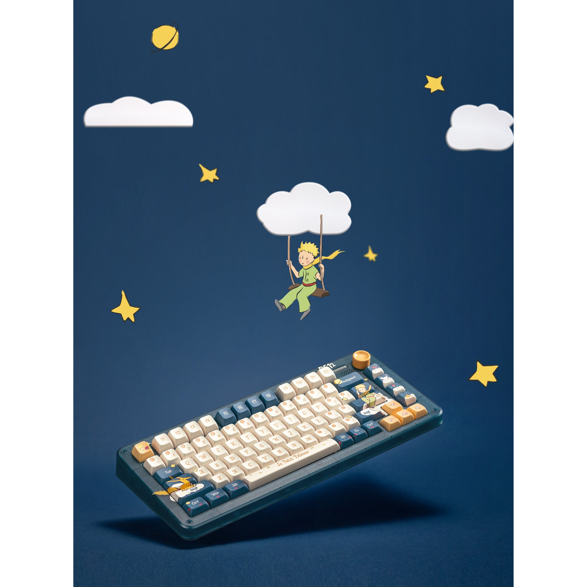 Iqunix zx75 sky encounter wireless mechanical keyboard, gaming toetsenbord (blauw wit, us lay-out, iqunix silent rose, rgb leds, 75%, hot-swappable, double-shot pbt, 2.4ghz | bluetooth 5.1 | usb-c)