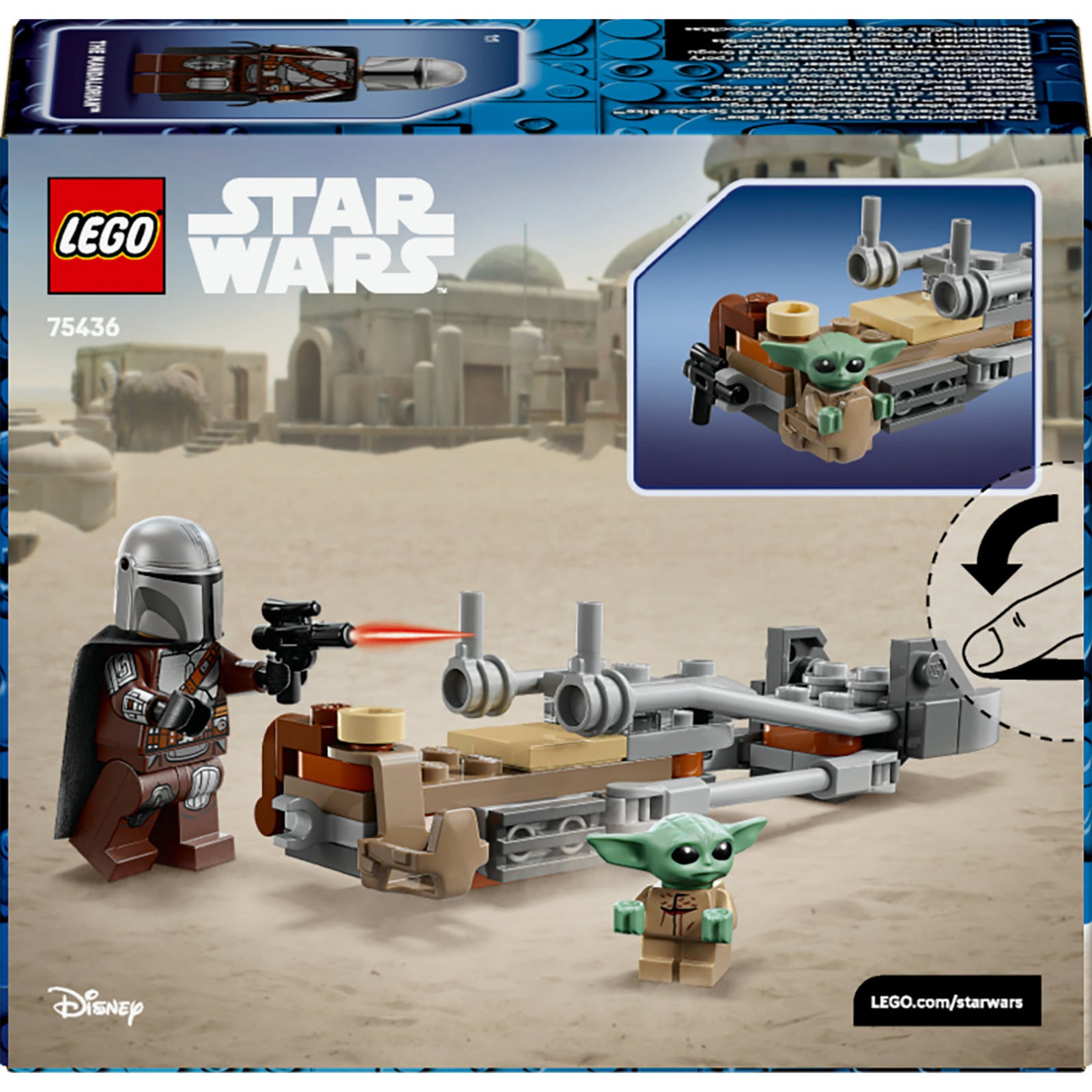 Lego star wars 75436 mandalorian en grogu's speederbike