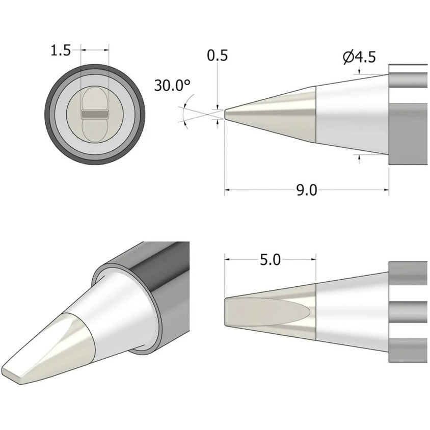 Ifixit fixhub soldeerpunt, beitelvormig, 1,5 mm soldeerbout (zilver)