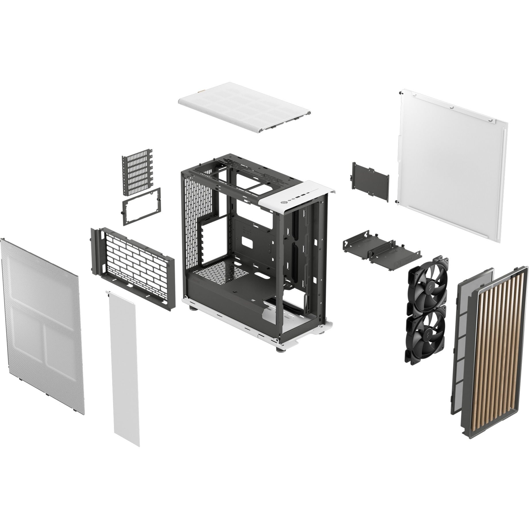Fractal design north midi tower behuizing (wit houtkleur | 2x usb-a | 1x usb-c)