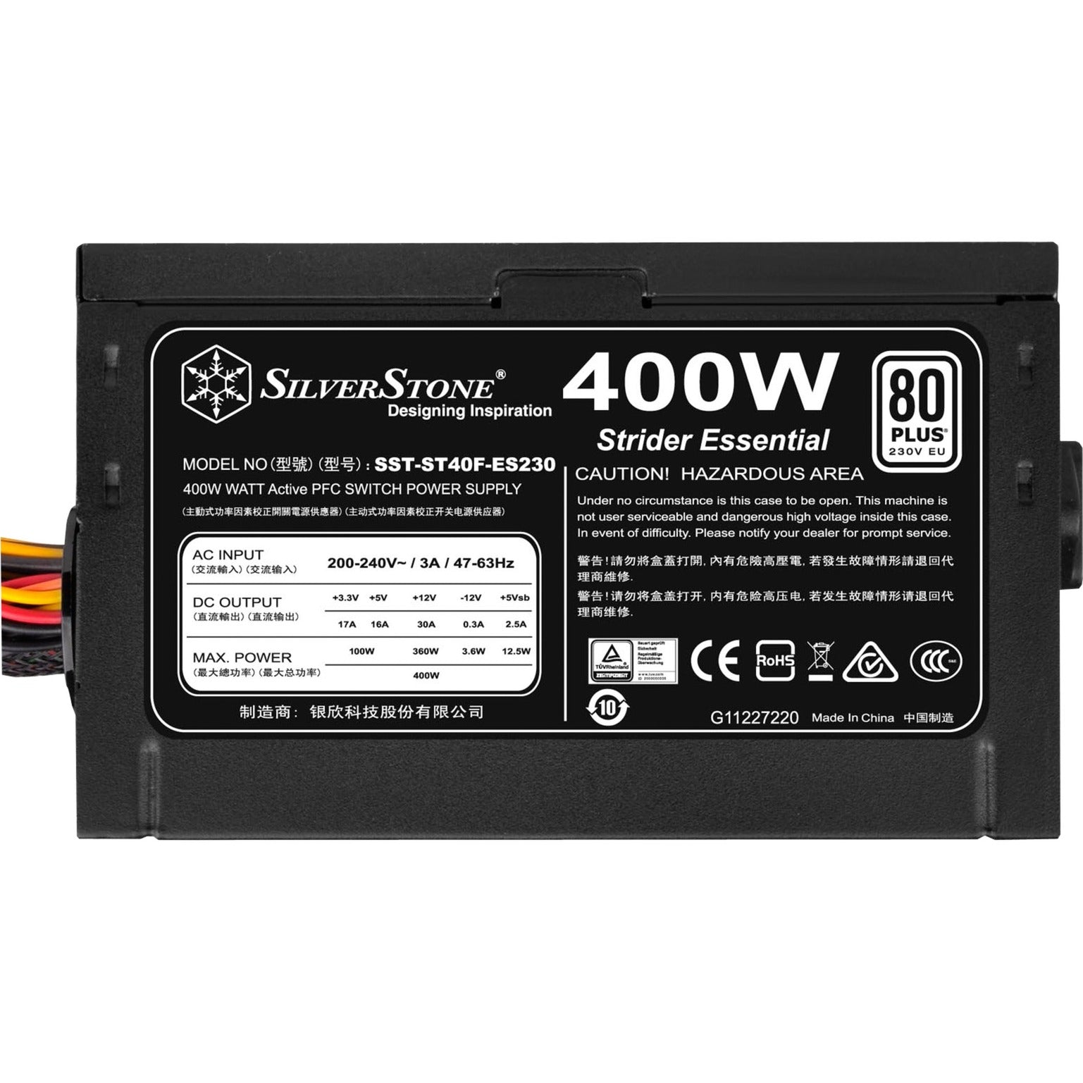 Silverstone strider essential st40f-es230 400 watt voeding (zwart, 2x pcie)
