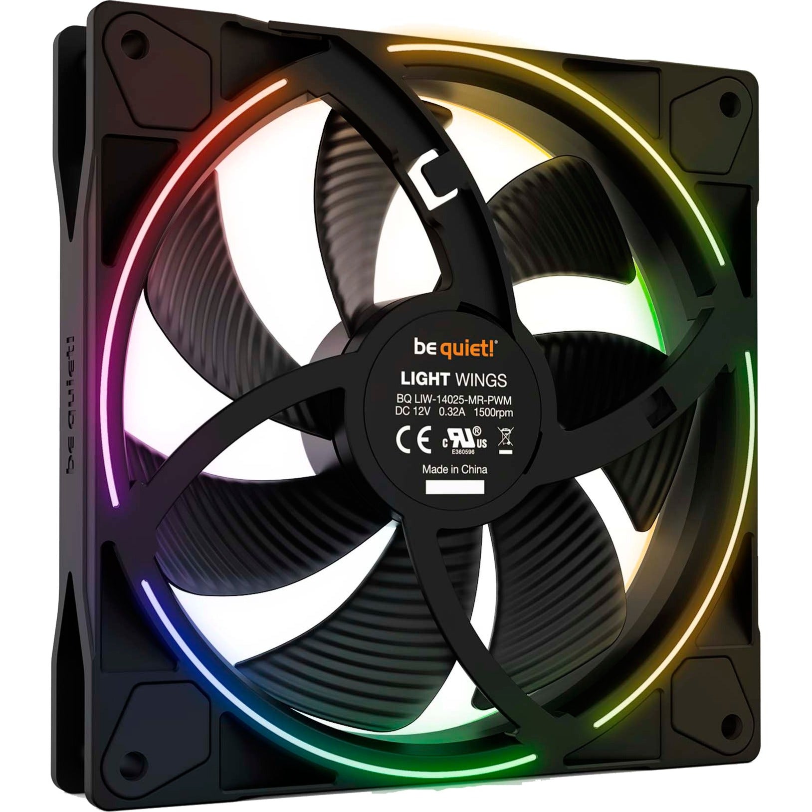 Be quiet! light wings pwm rgb case fans (zwart, 3 stuks, 140 x 140 x 25 mm)