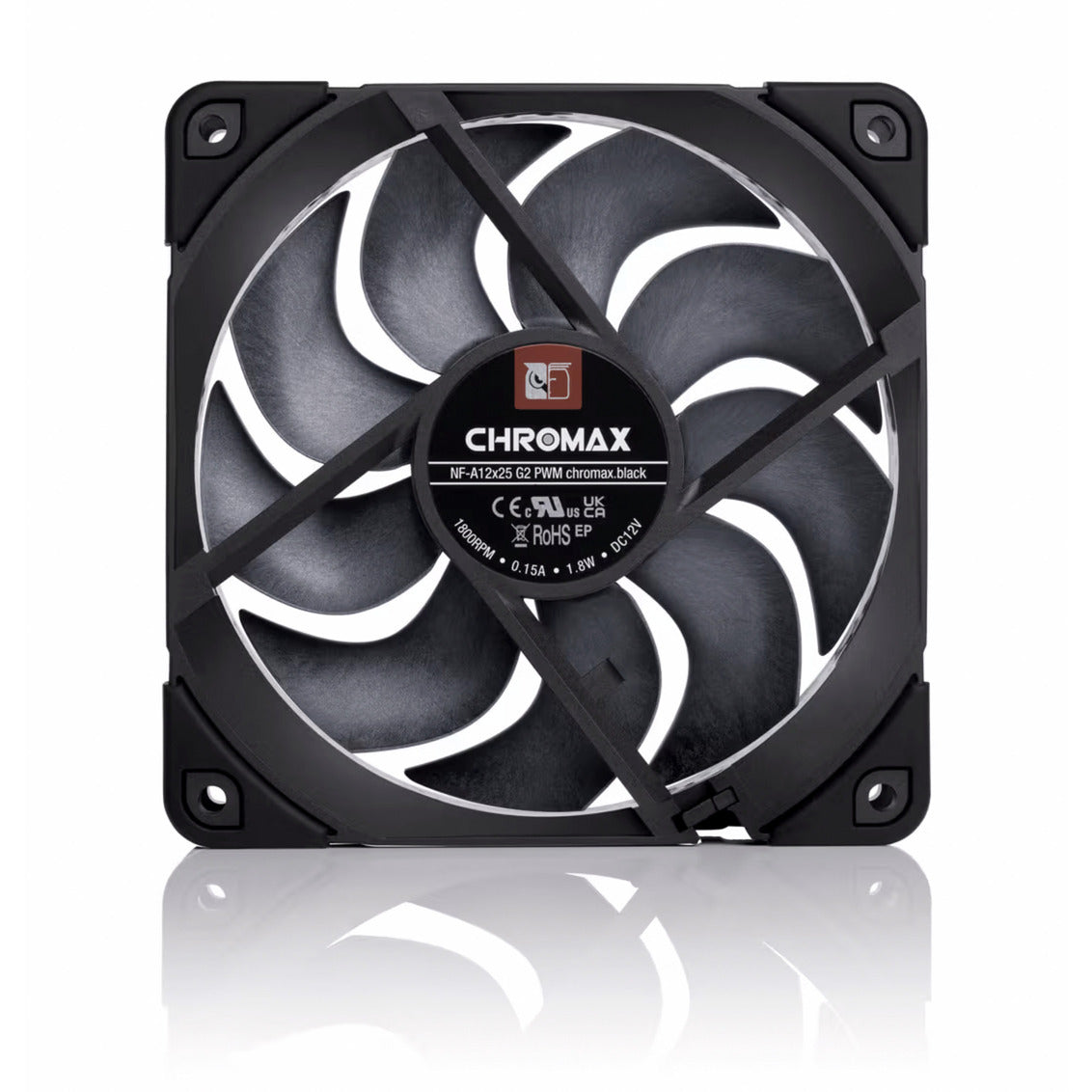 Noctua nf-a12x25 g2 pwm chromax.black case fan (zwart, 120 x 120 x 25 mm)