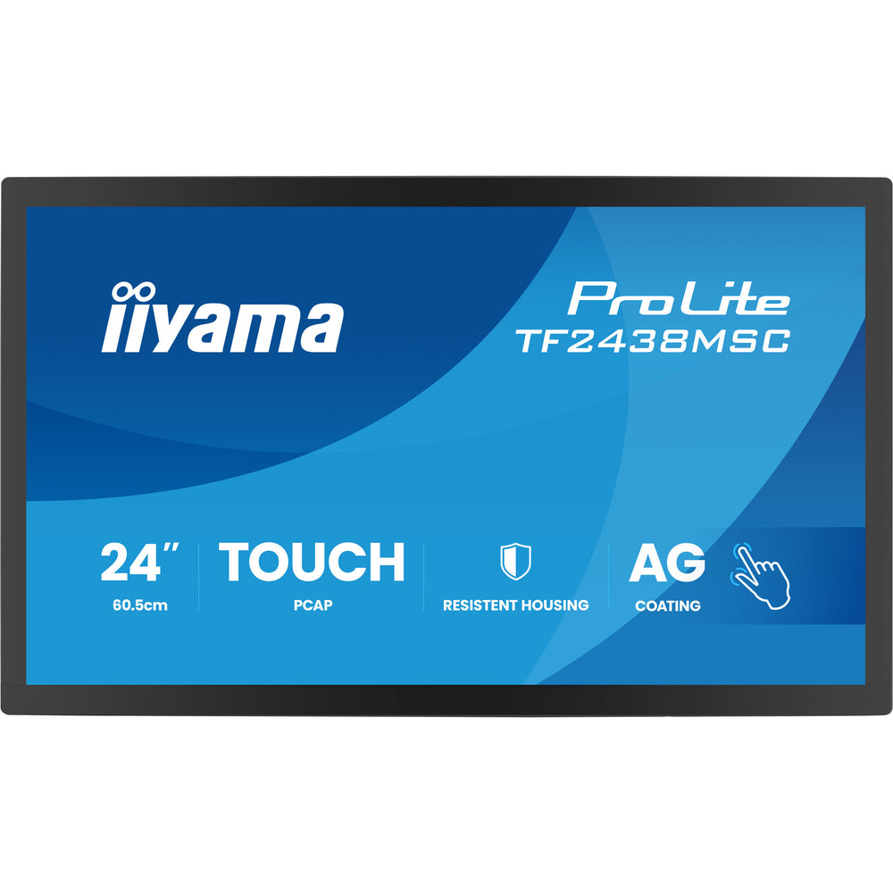 Iiyama prolite tf2438msc-b2 23.8 monitor (zwart, 120 hz, hdmi, displayport, audio, usb, touch)