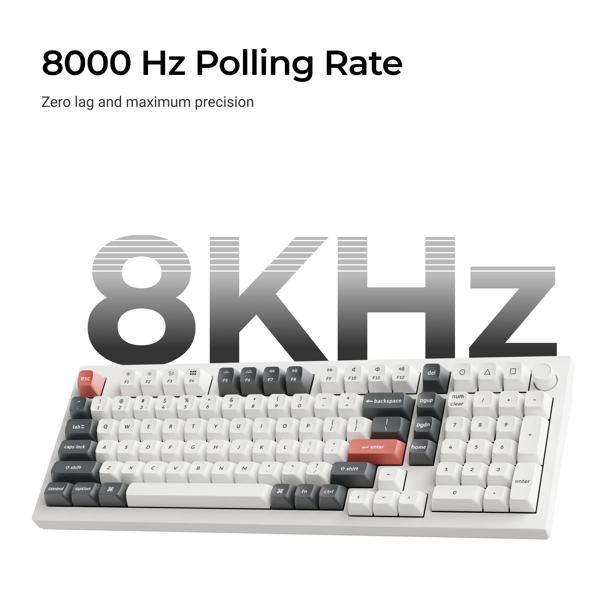 Keychron q5 ultra-m3 8k wireless custom mechanical keyboard (wit, us lay-out (qwerty), silk pom brown, 96%, rgb, hot swap, 8k, 2.4 ghz | bluetooth 5.2 | usb-c)