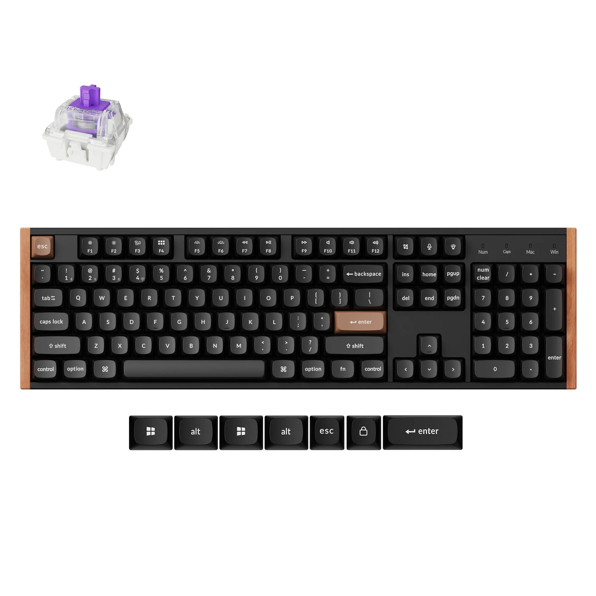 Keychron k10 he-f1 rgb mechanisch toetsenbord (zwart, us lay-out (qwerty), gateron double-rail magnetic nebula, 100%, rgb leds, osa double-shot pbt, hot swap, usb-c | 2.4 ghz | bluetooth 5.1)