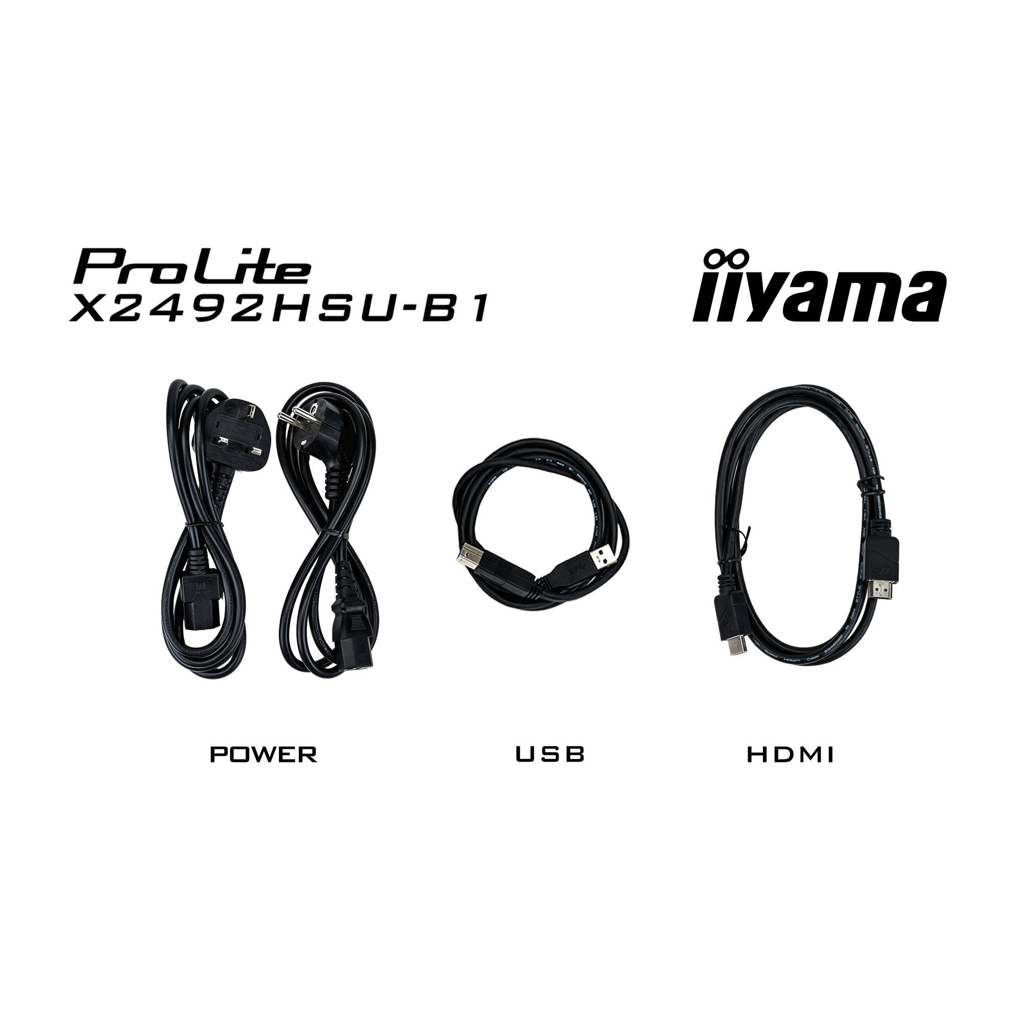 Iiyama prolite x2492hsu-b1 24 monitor (zwart (mat), hdmi, displayport, 2x usb-a)