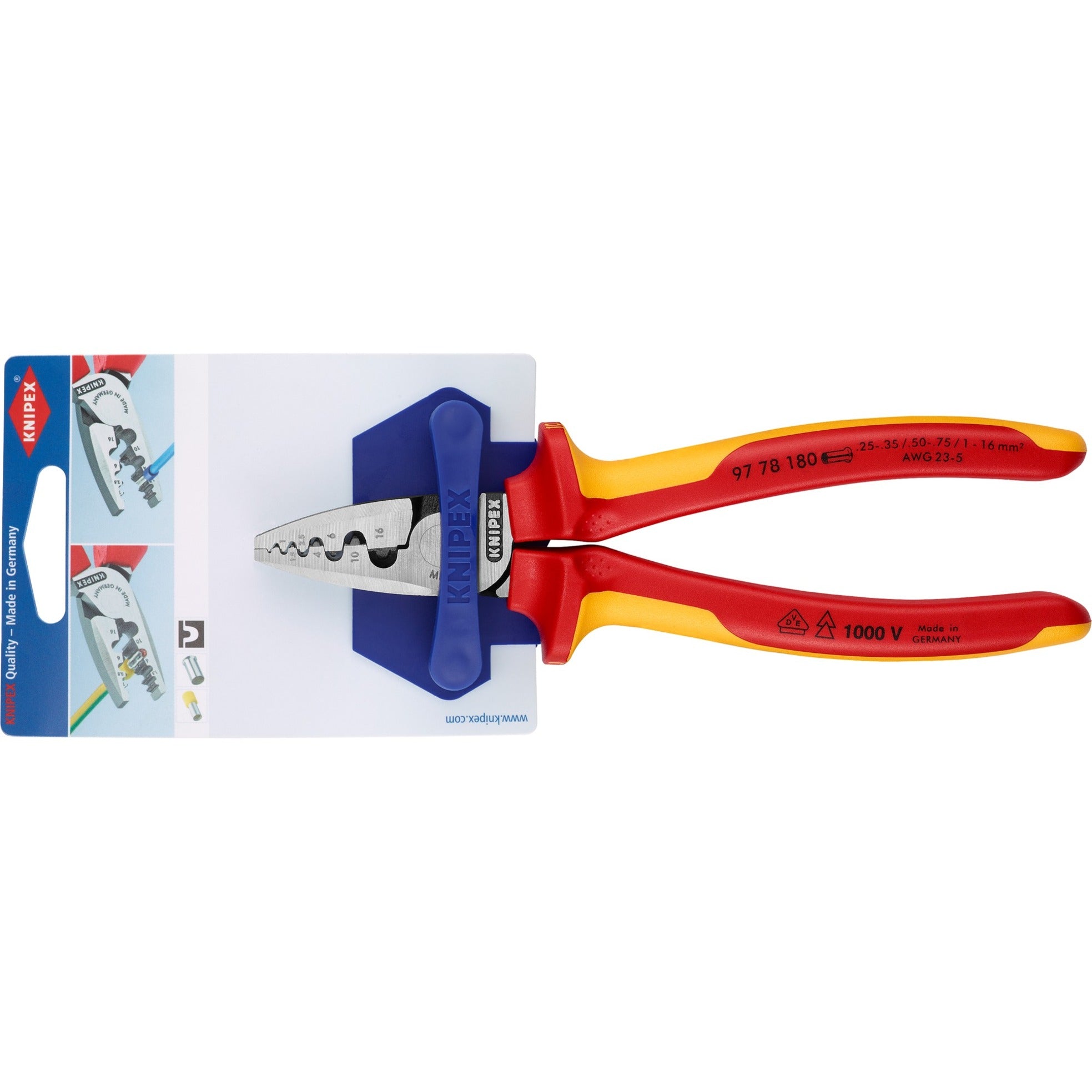 Knipex 97 serie - krimptang - 180mm - vde isolatie - ergonomisch