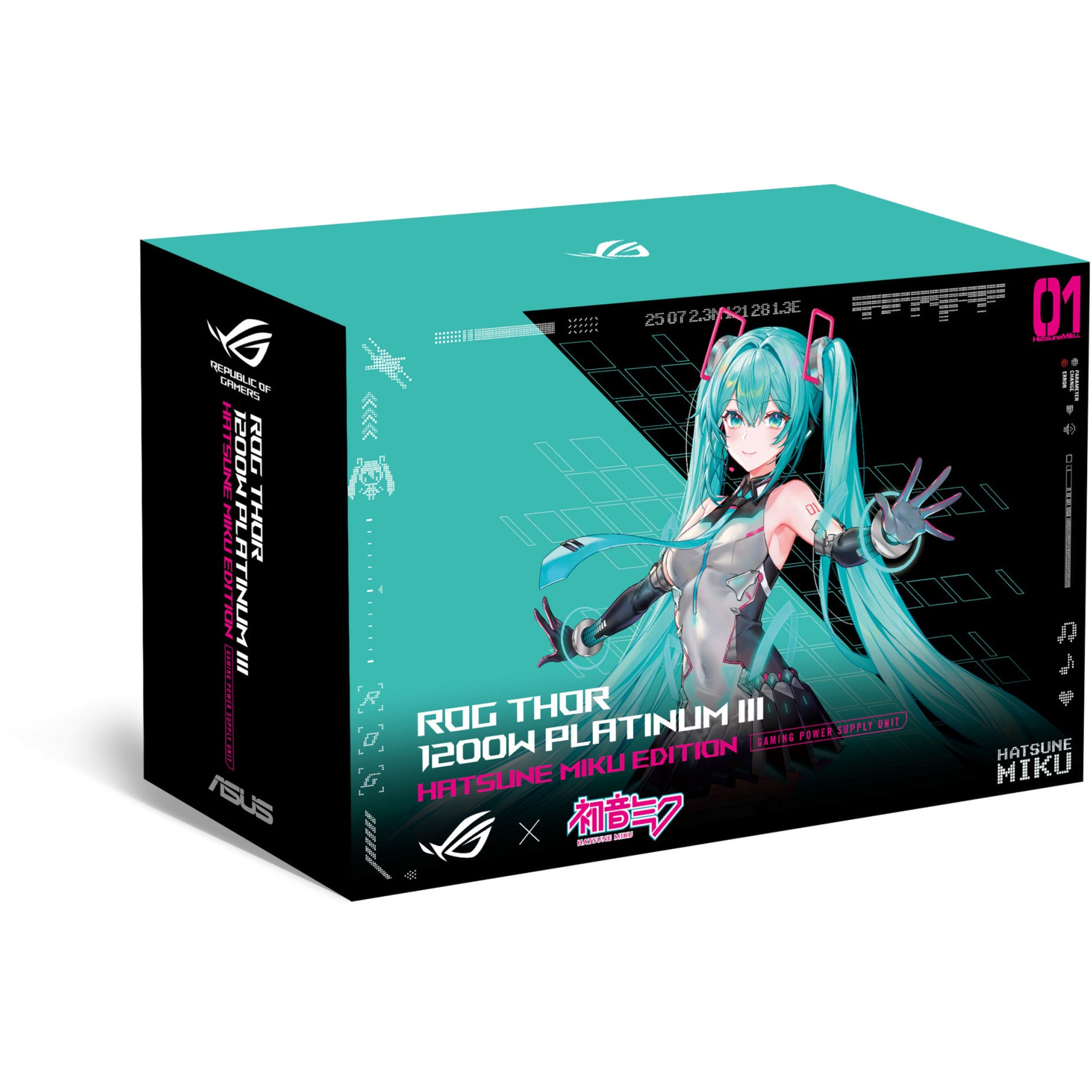 Asus rog thor platinum iii hatsune miku edition modulaire 1200 watt voeding (zwart, 1x 12v-2x6, 4x pcie)