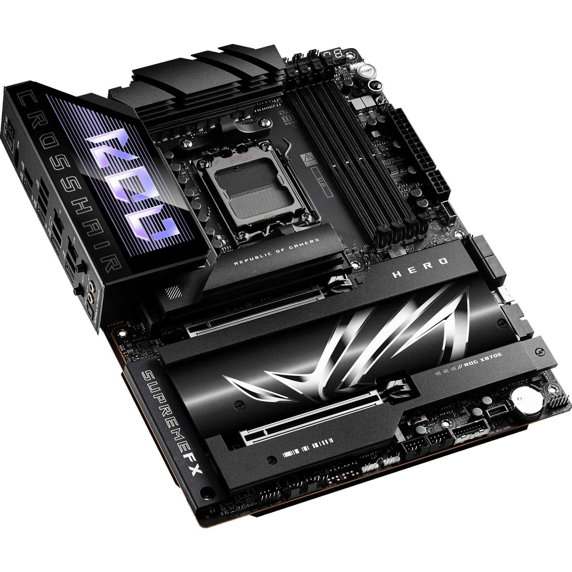Asus rog crosshair x870e hero socket am5 moederbord (raid, 5gb-lan, 2,5gb-lan, wi-fi 7, bt, sound, atx)