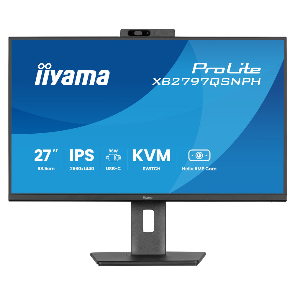 Iiyama prolite xb2797qsnph-b1 27 monitor (zwart, hdmi, displayport, usb-c, lan, audio, webcam)