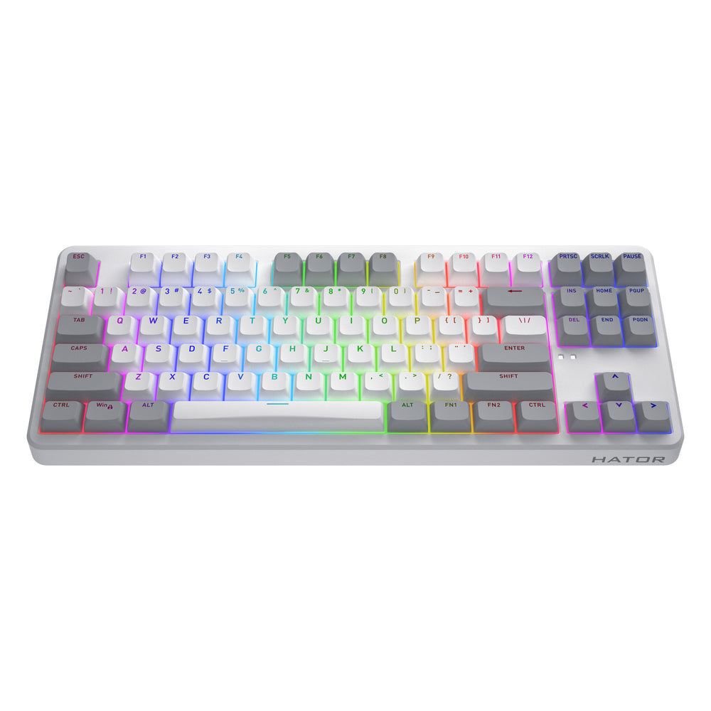 Hator rockfall 3 tkl wireless rgb mechanisch gaming toetsenbord (wit, us lay-out (qwerty), hator aurum orange, 80% (tkl), rgb, pbt keycaps, hotswap, 2.4 ghz bluetooth usb-c)