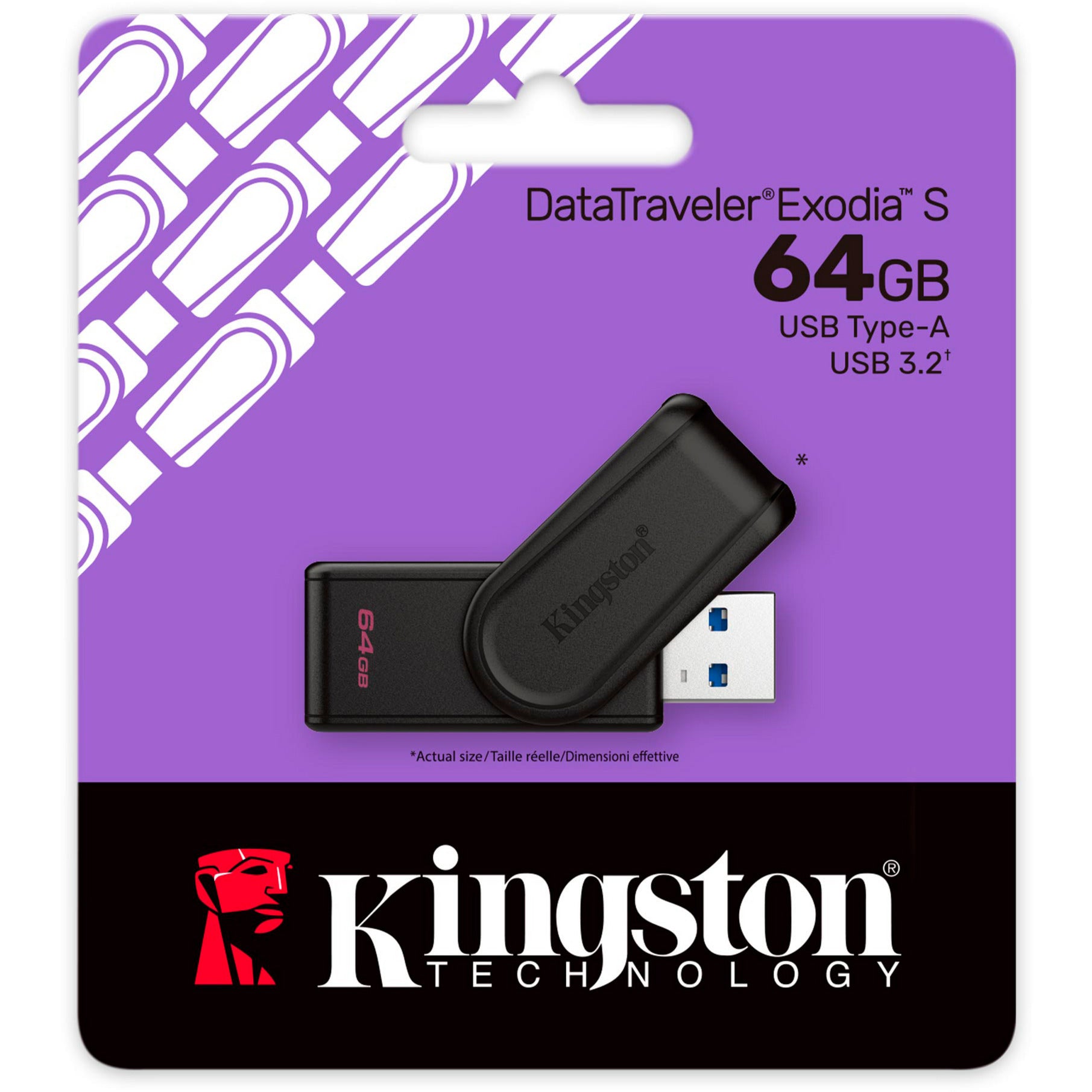 Kingston datatraveler exodia s 64 gb usb-stick (zwart, dtxs 64gb)