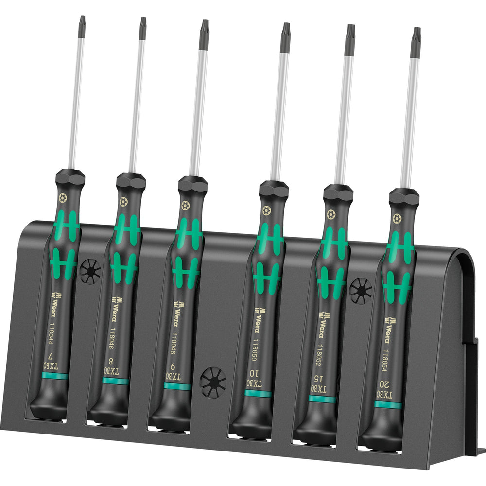 Wera 2067 6 elektronica torx bo schroevendraaierset + rek (zwart groen, 6-delig)