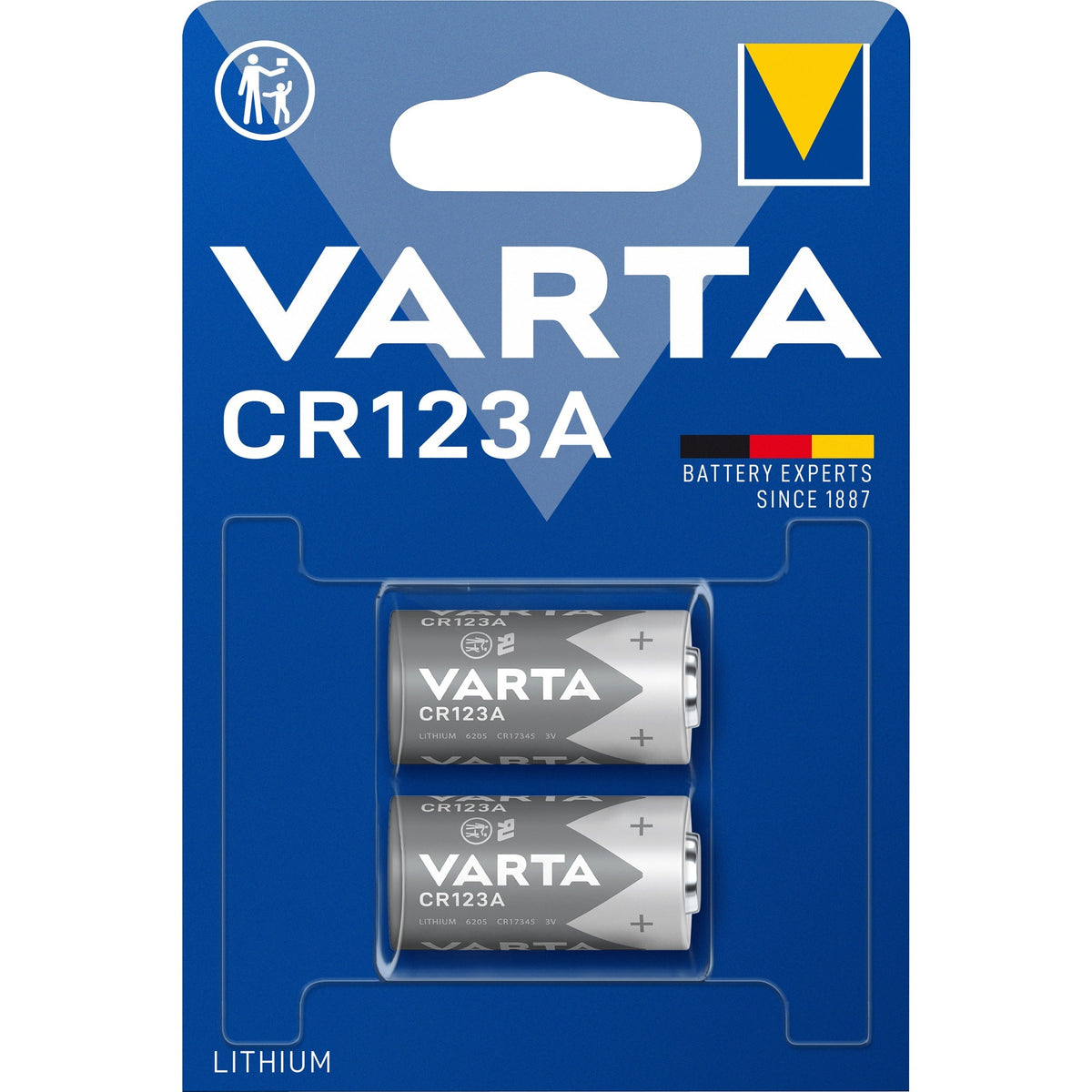Varta lithium cylindrical cr123a battery (2 pieces)