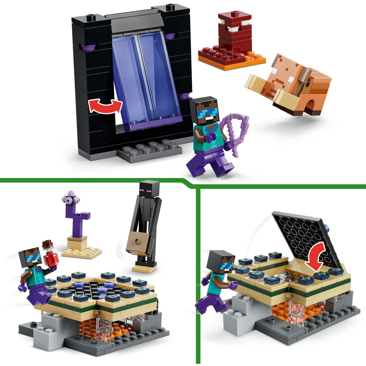 Lego minecraft reis naar de nether en het end-portaal