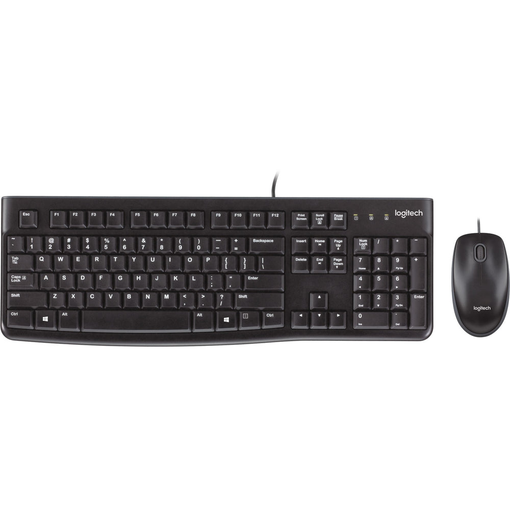 Logitech mk120 desktopset (zwart, eu lay-out (qwerty), rubberdome)