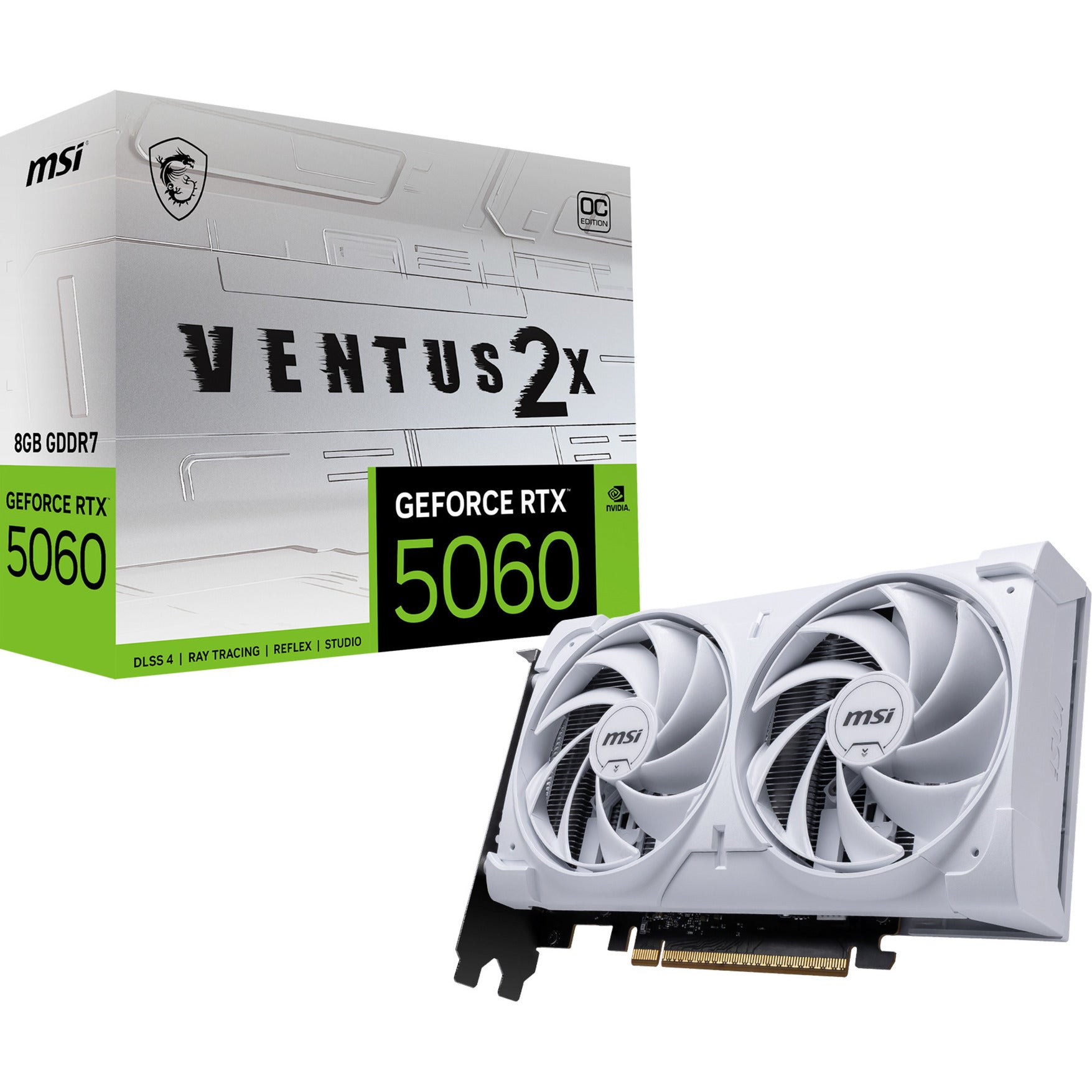 Msi geforce rtx 5060 8g ventus 2x oc white grafische kaart (wit, 3x displayport, 1x hdmi)
