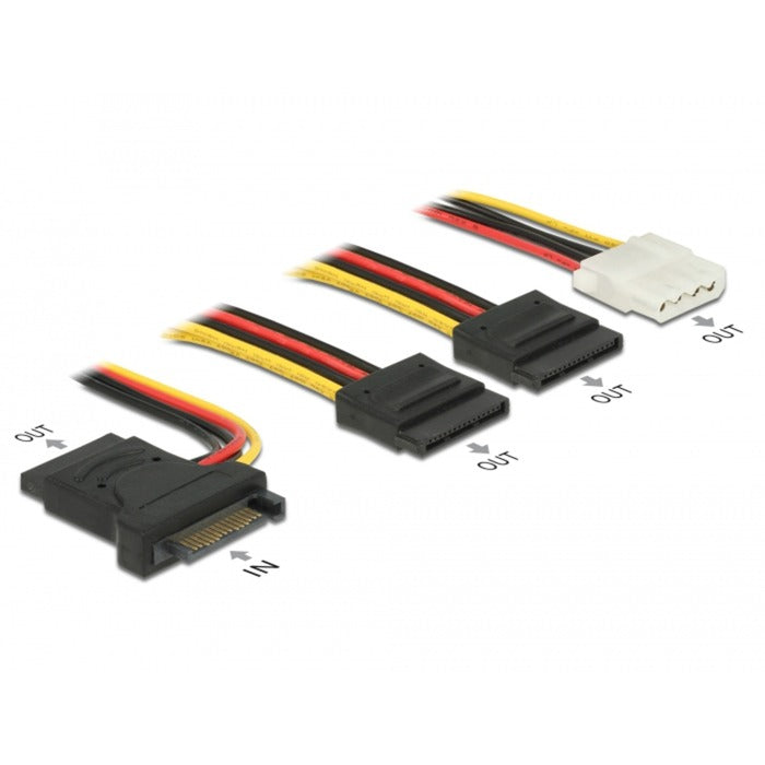 DeLOCK DeLOCK SATA 15-pins stekker > 3 x SATA-aansluiting + 1 x Molex