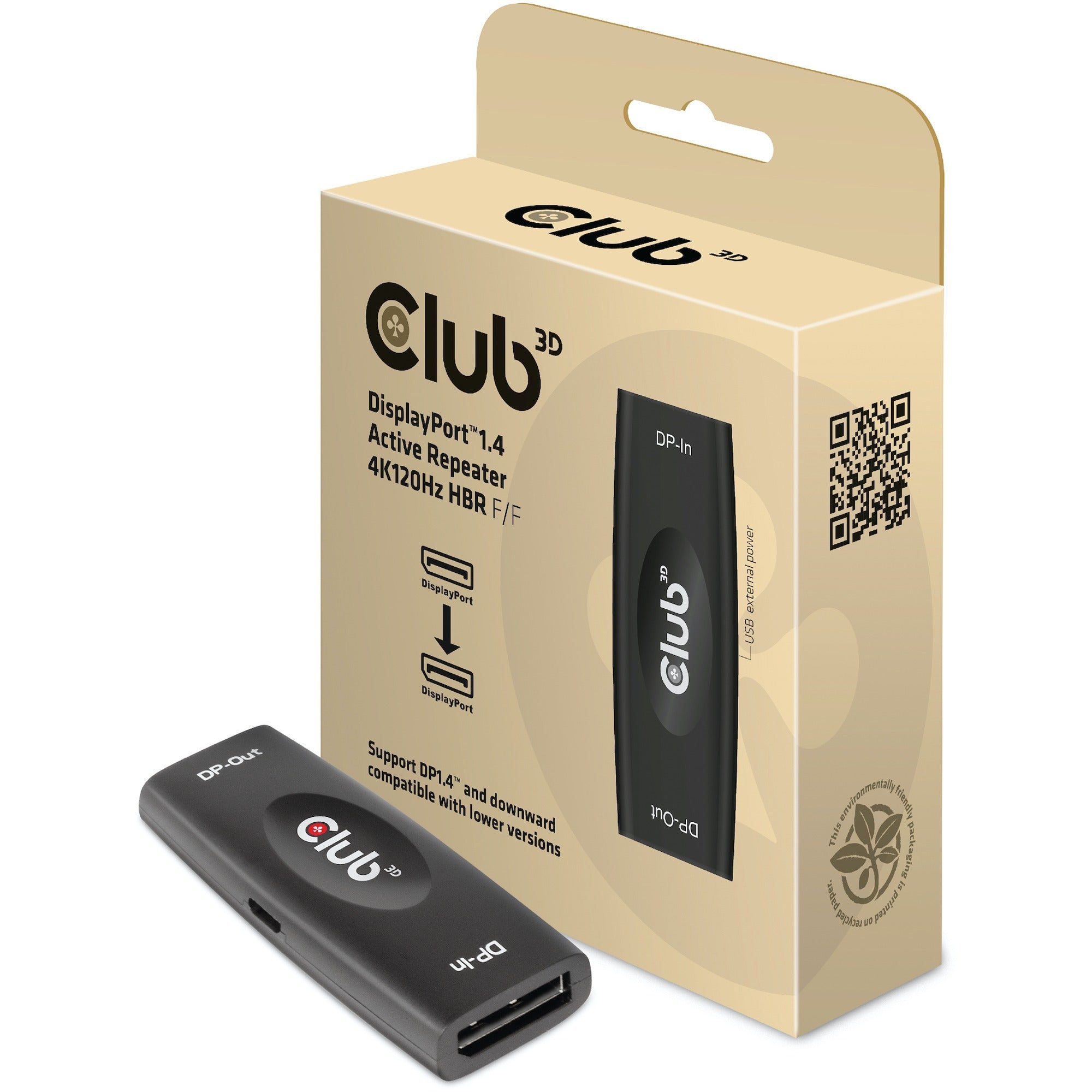 Club 3D DisplayPort 1.4 Active Repeater (Black)