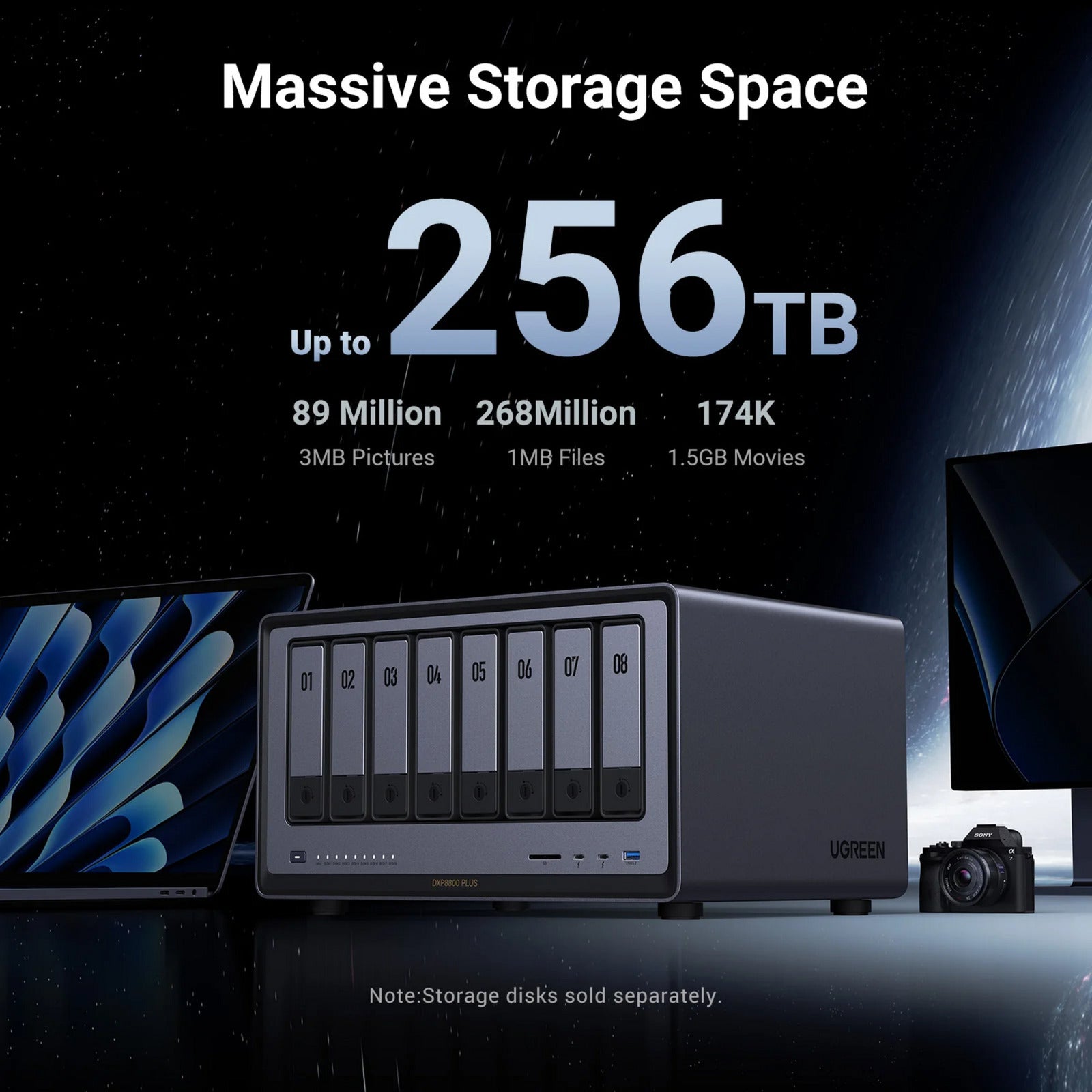 Ugreen nasync dxp8800 plus (grijs, wifi, 2x 10gbe, hdmi, thunderbolt 4 (40 gb s))