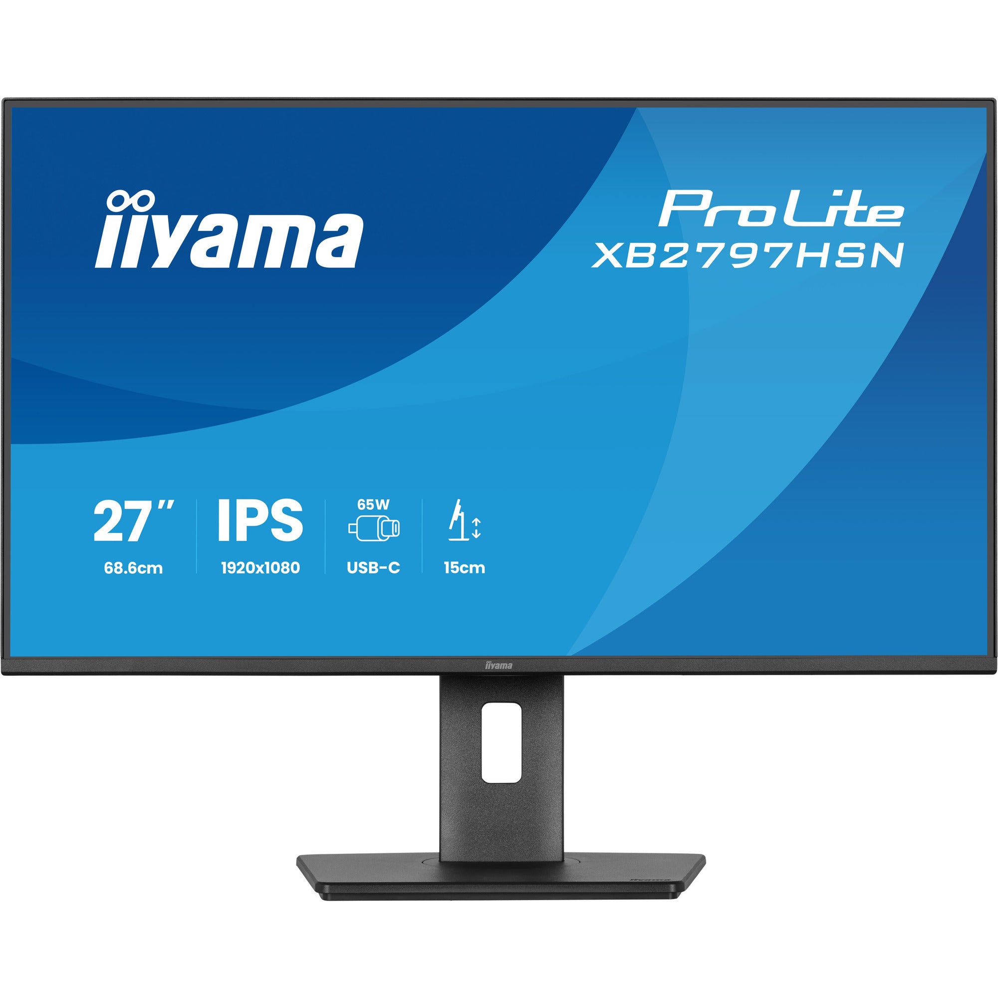 Iiyama prolite xb2797hsn-b1 27 monitor (zwart, 100 hz, hdmi, displayport, usb-c, lan, audio)