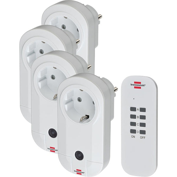 Brennenstuhl Wireless Switch Set RC CE1 4001, Set of 4 Wireless Sockets (for indoor use, with remote control and increased contact protection) white