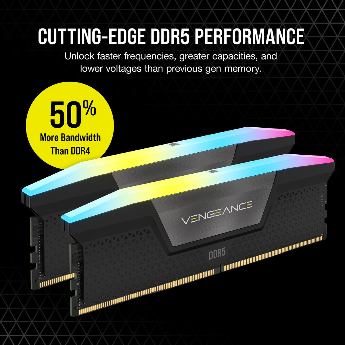 Corsair vengeance rgb 32 gb ddr5-6000 (2x 16 gb) werkgeheugen (zwart, cmh32gx5m2d6000z38, expo)