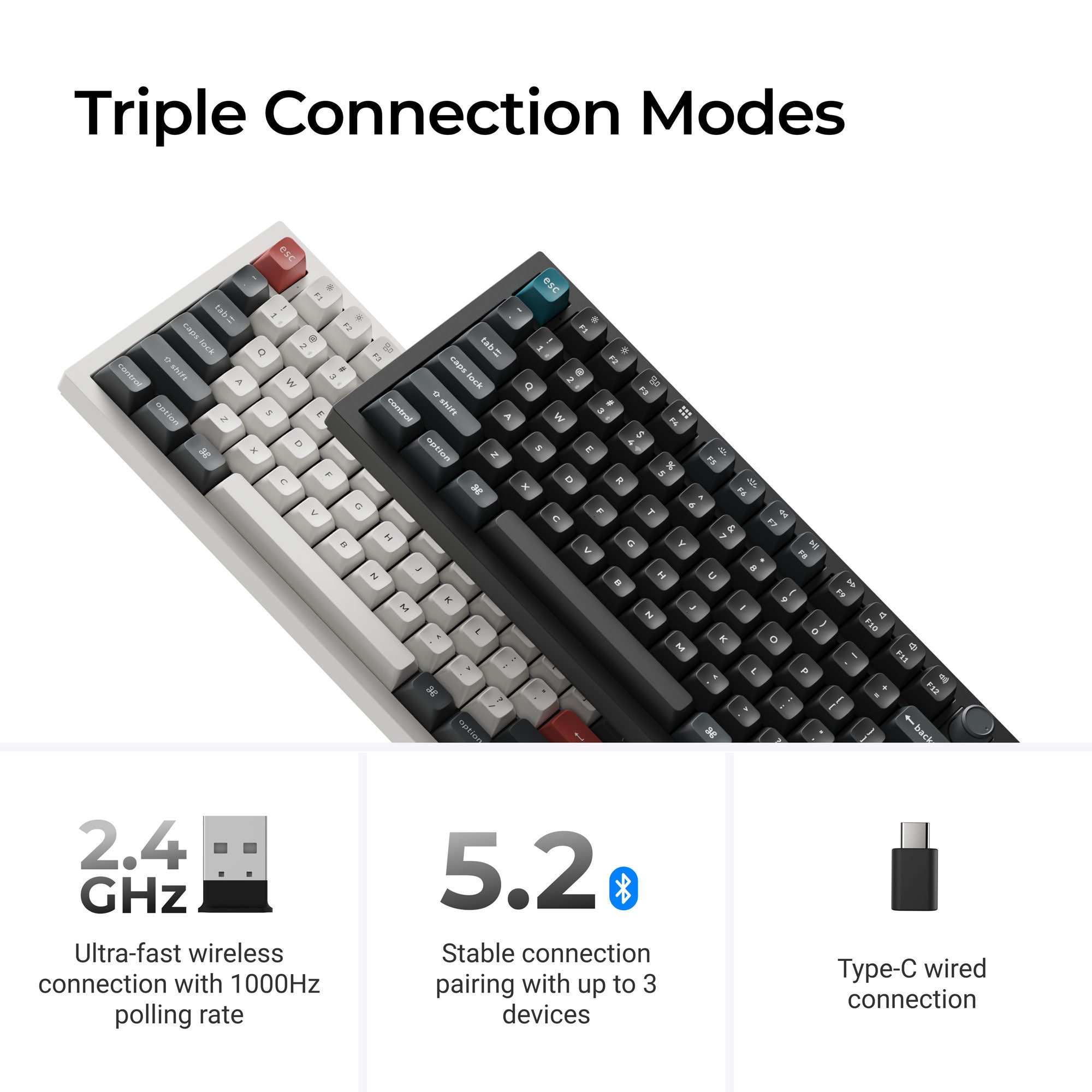 Keychron q6 ultra-p1 8k wireless custom mechanical keyboard (wit, us lay-out (qwerty), silk pom red, 100%, rgb, hot swap, 8k, 2.4 ghz bluetooth 5.2 usb-c)