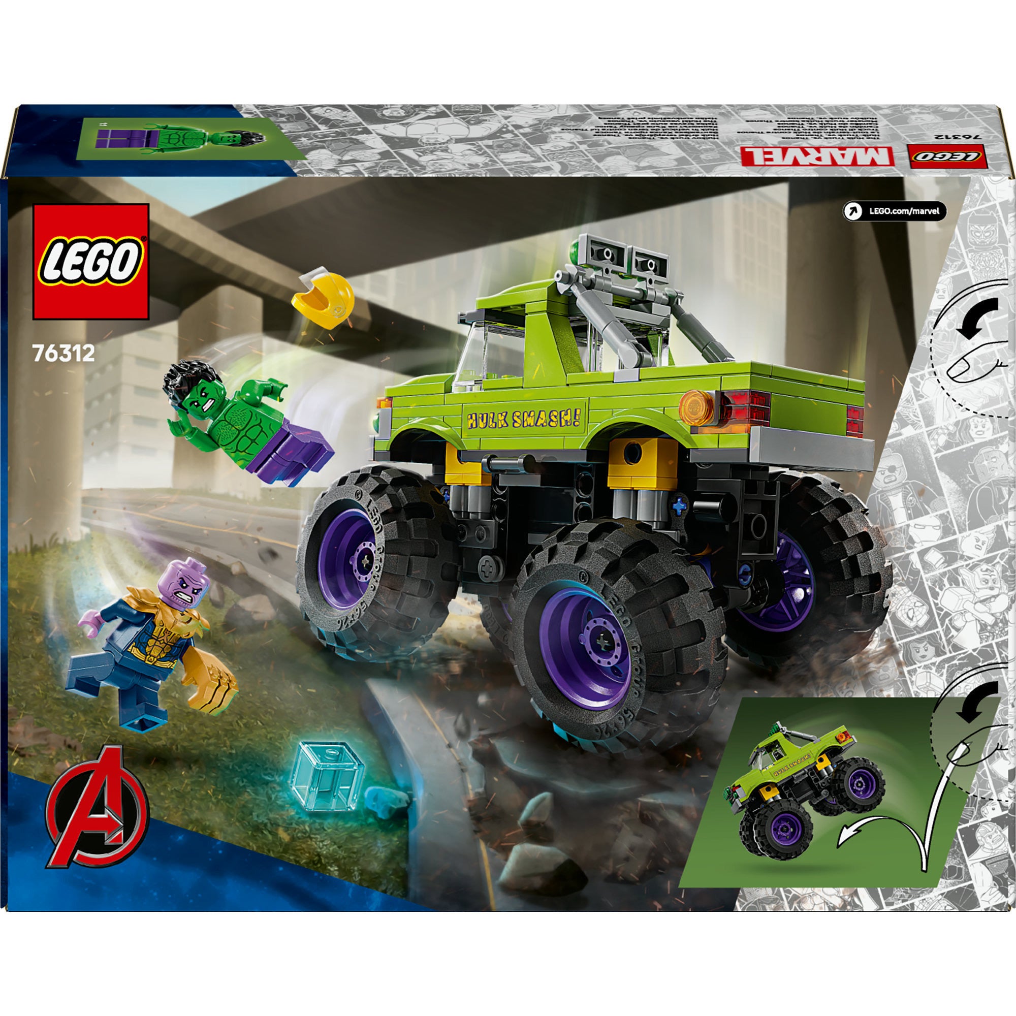 Lego 76312 superhelden marvel de hulk truck vs. thanos