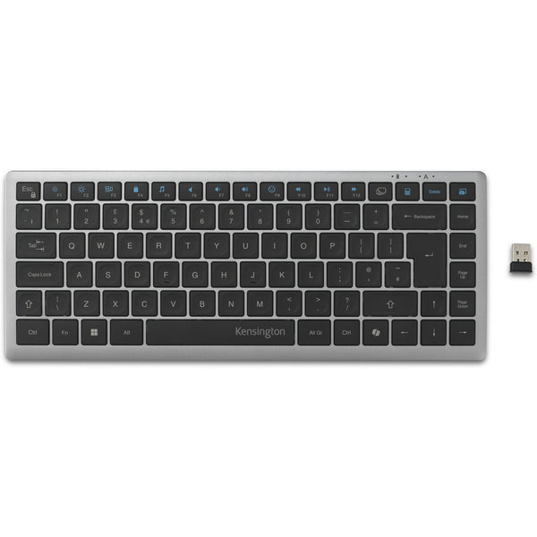 Kensington kb435 eq rechargeable multi-device compact keyboard (grijs, us-international lay-out (qwerty), scissor switches, 80% (tkl), usb, 2,4 ghz, bluetooth 5.4)