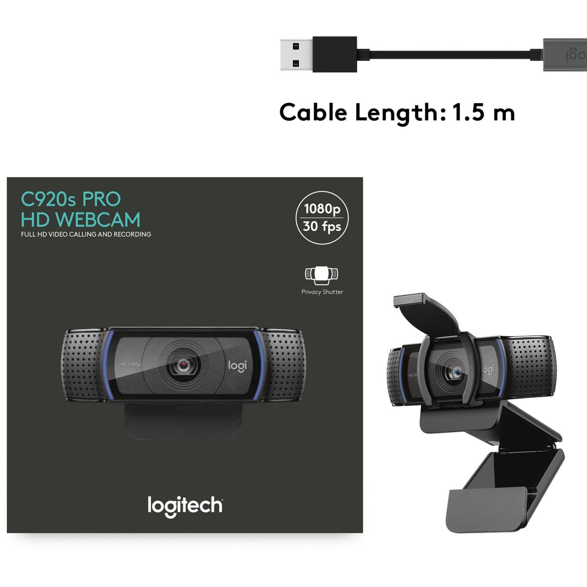 Webcam logitech 960-001252 zwart 1,5 m