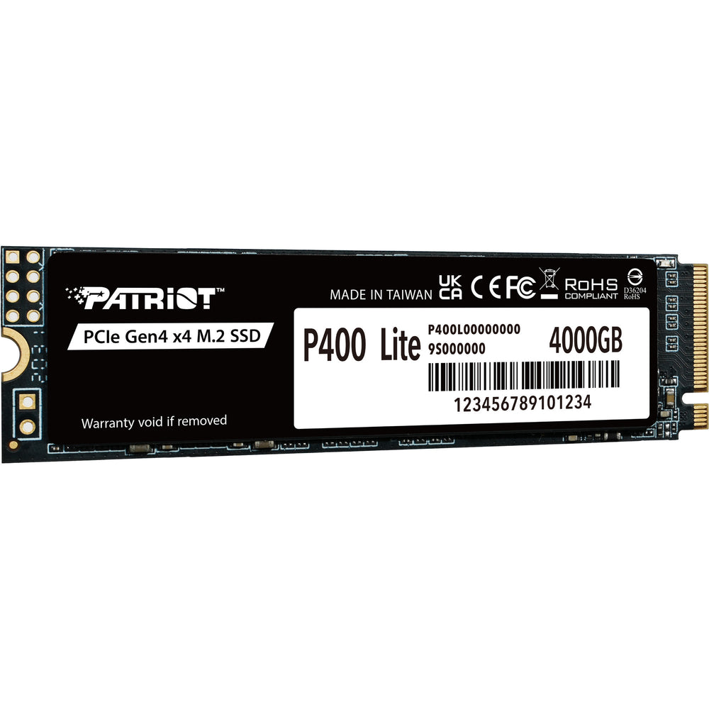 Patriot p400 lite 4 tb ssd (zwart wit, p400lp4kgm28h, pcie 4.0 x4, nvme 1.4, m.2 2280)