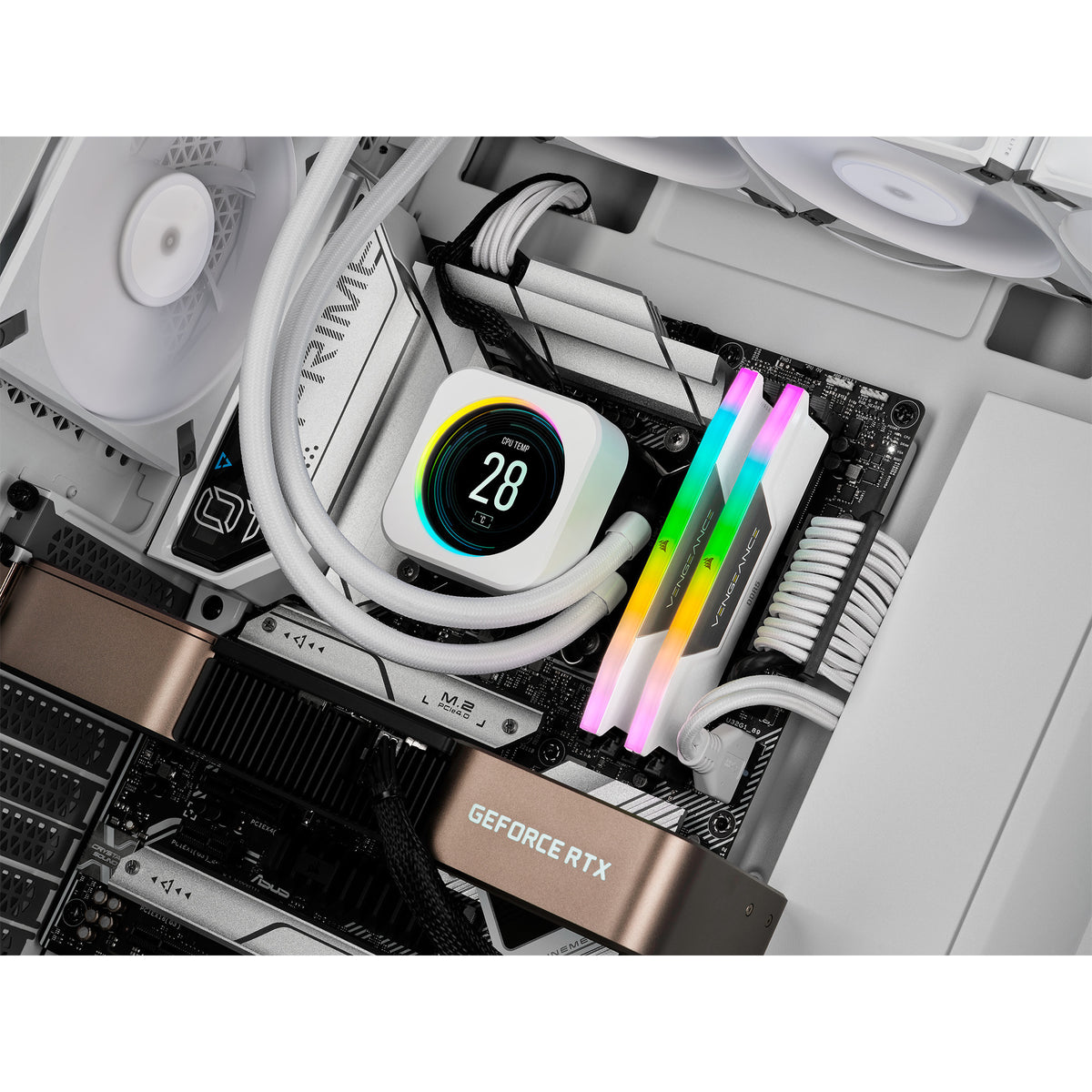 Corsair vengeance rgb 32 gb ddr5-6000 (2x 16 gb) werkgeheugen (wit, cmh32gx5m2d6000z38w, xmp, expo)