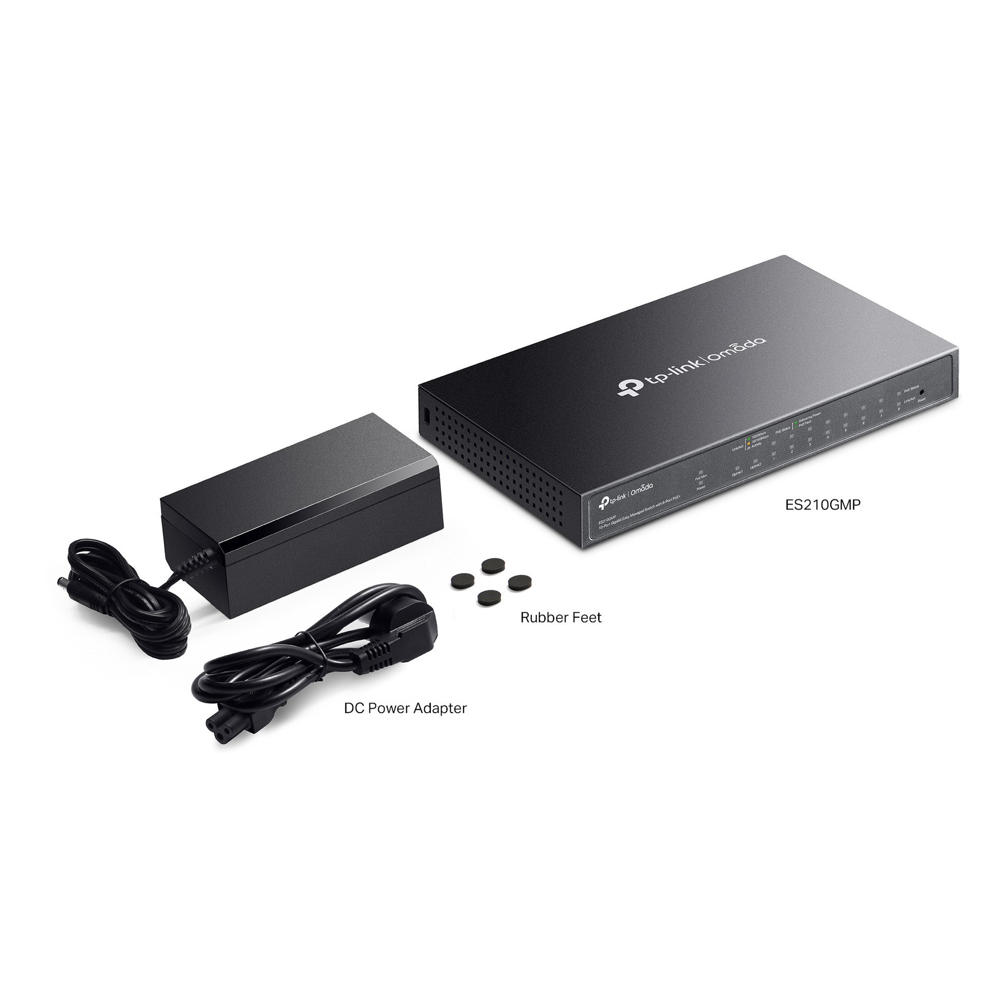 Tp-link omada es210gmp 10-poort gigabit easy managed switch (zwart, 8x poe+, 1x gigabit sfp)