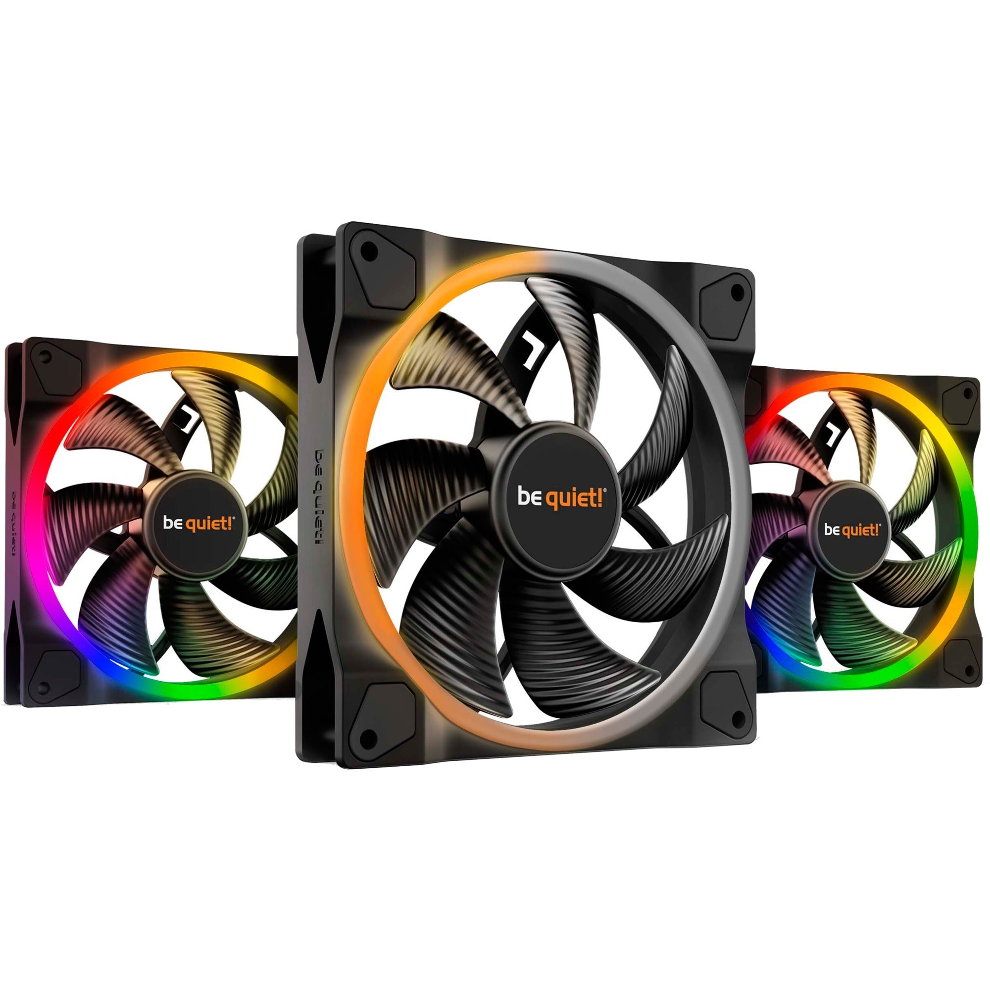 Be quiet! light wings pwm rgb case fans (zwart, 3 stuks, 140 x 140 x 25 mm)