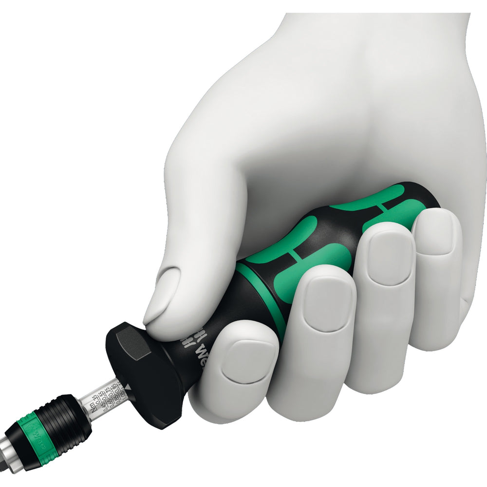 Wera serie 7400 kraftform instelbare momentschroevendraaier draaimomentsleutel (zwart groen, 0.3 tot 1.2 nm, met rapidaptor snelwisselhouder)