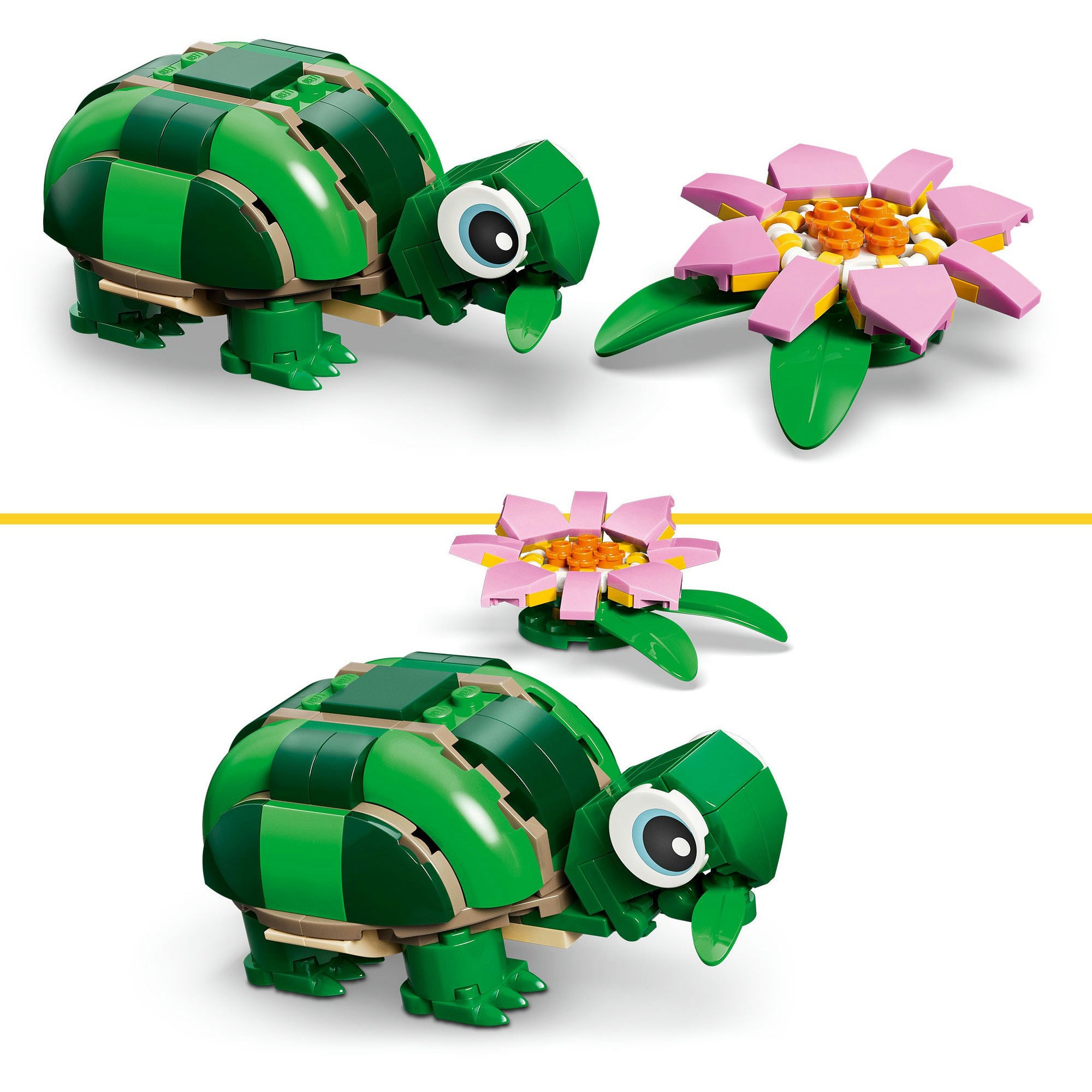 Lego ® creator 3in1 schildpad met waterlelie - speelgoedmodel - bouw om tot kameleon of kikker - 31377