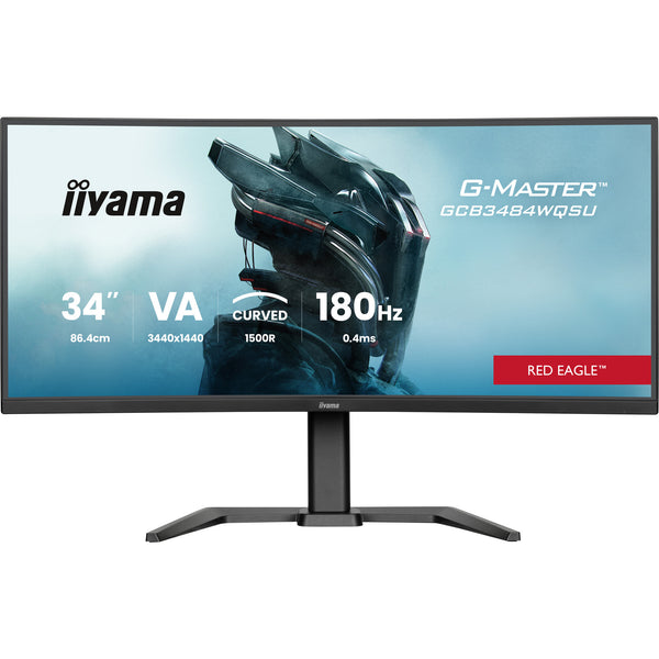 Iiyama g-master red eagle gcb3484wqsu-b1 34 curved ultrawide gaming monitor (zwart, 1x displayport, 2x hdmi, 2x usb-c, 2x usb-a, 180 hz)