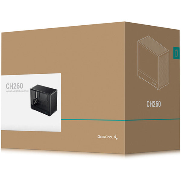 Deepcool ch260 mini tower behuizing (zwart | 2x usb-a | 1x usb-c | tempered glass)