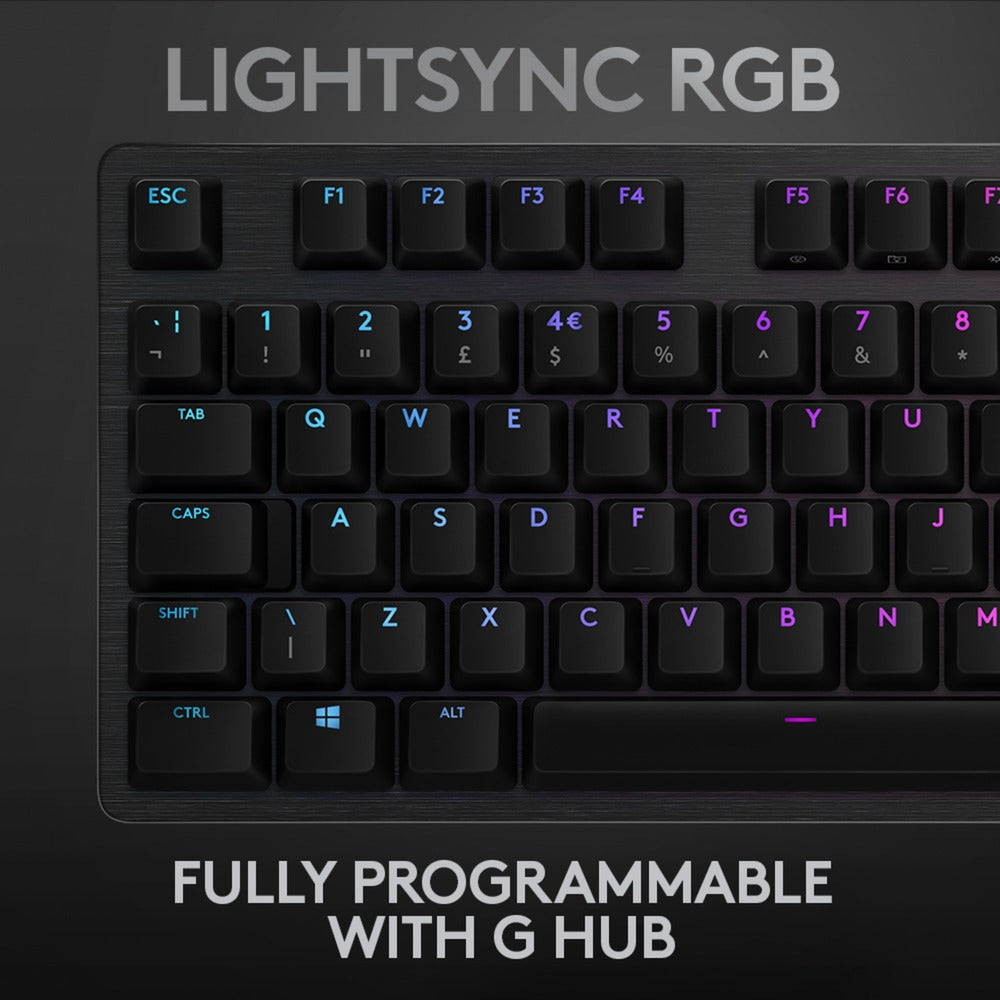 Logitech g512 carbon lightsync rgb mechanical gaming keyboard (zwart, us-international lay-out (qwerty), gx brown, 100%, rgb leds)