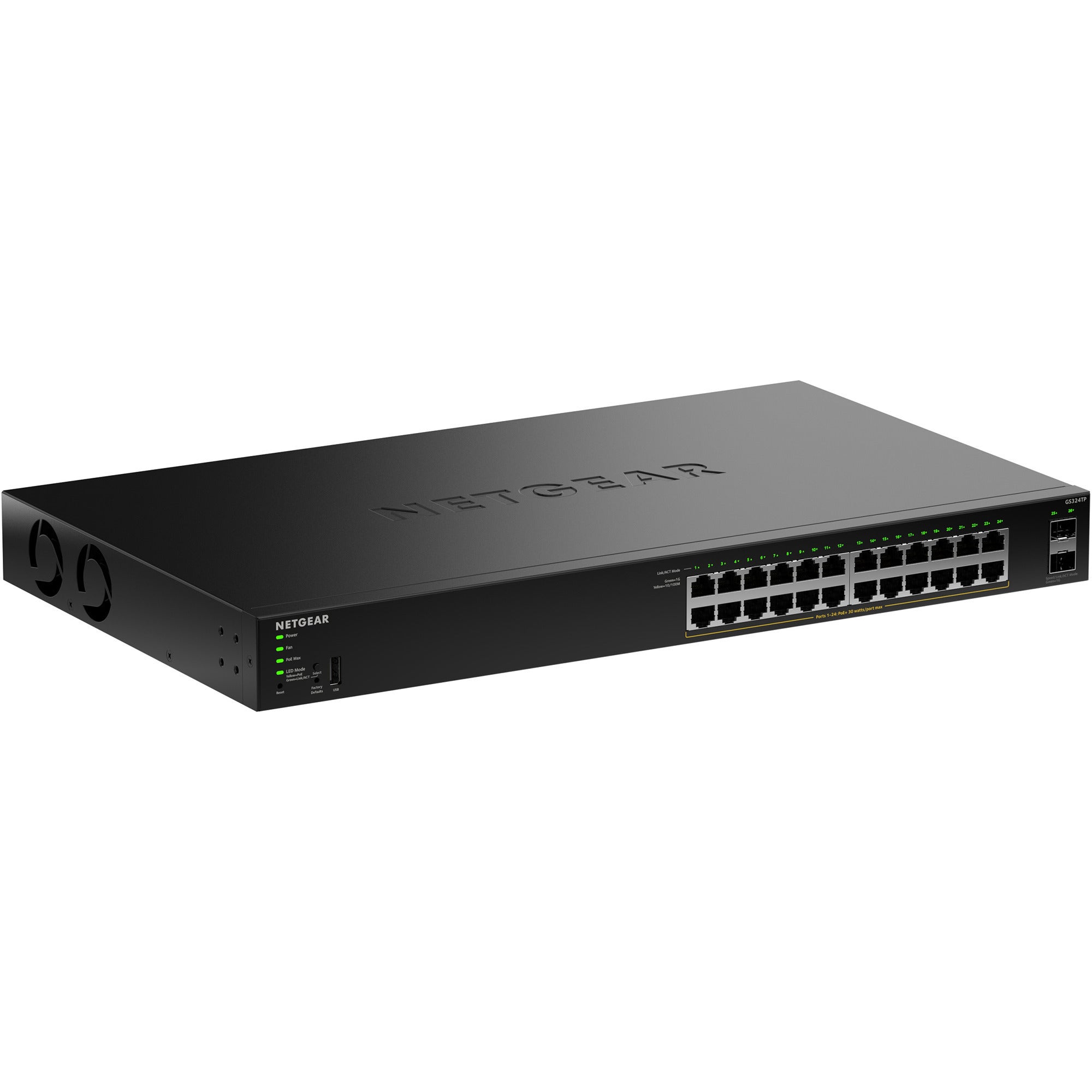 Netgear gs324tpv2 switch (zwart, 190w poe budget)