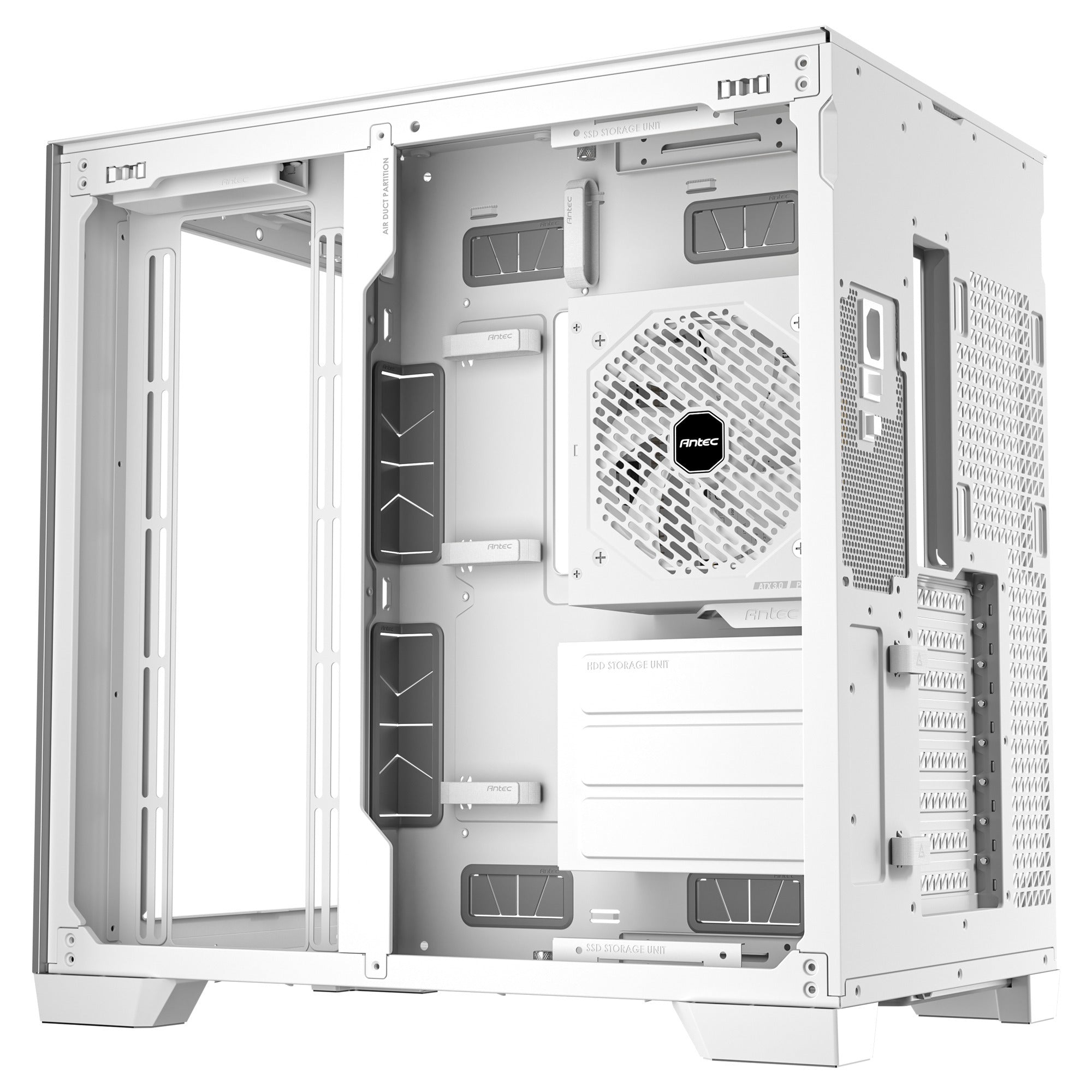 Antec c8 aluminum midi tower behuizing (wit zilver | 2x usb-a | 1x usb-c | tempered glass)