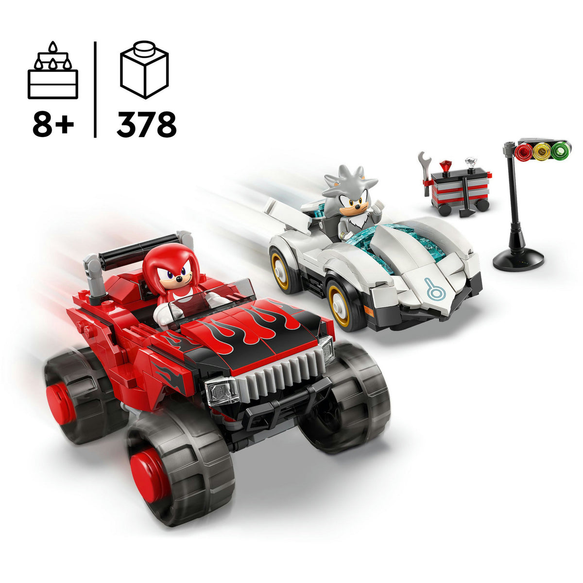 Lego sonic the hedgehog - silvers auto vs. knuckles' monstertruck constructiespeelgoed (77118)