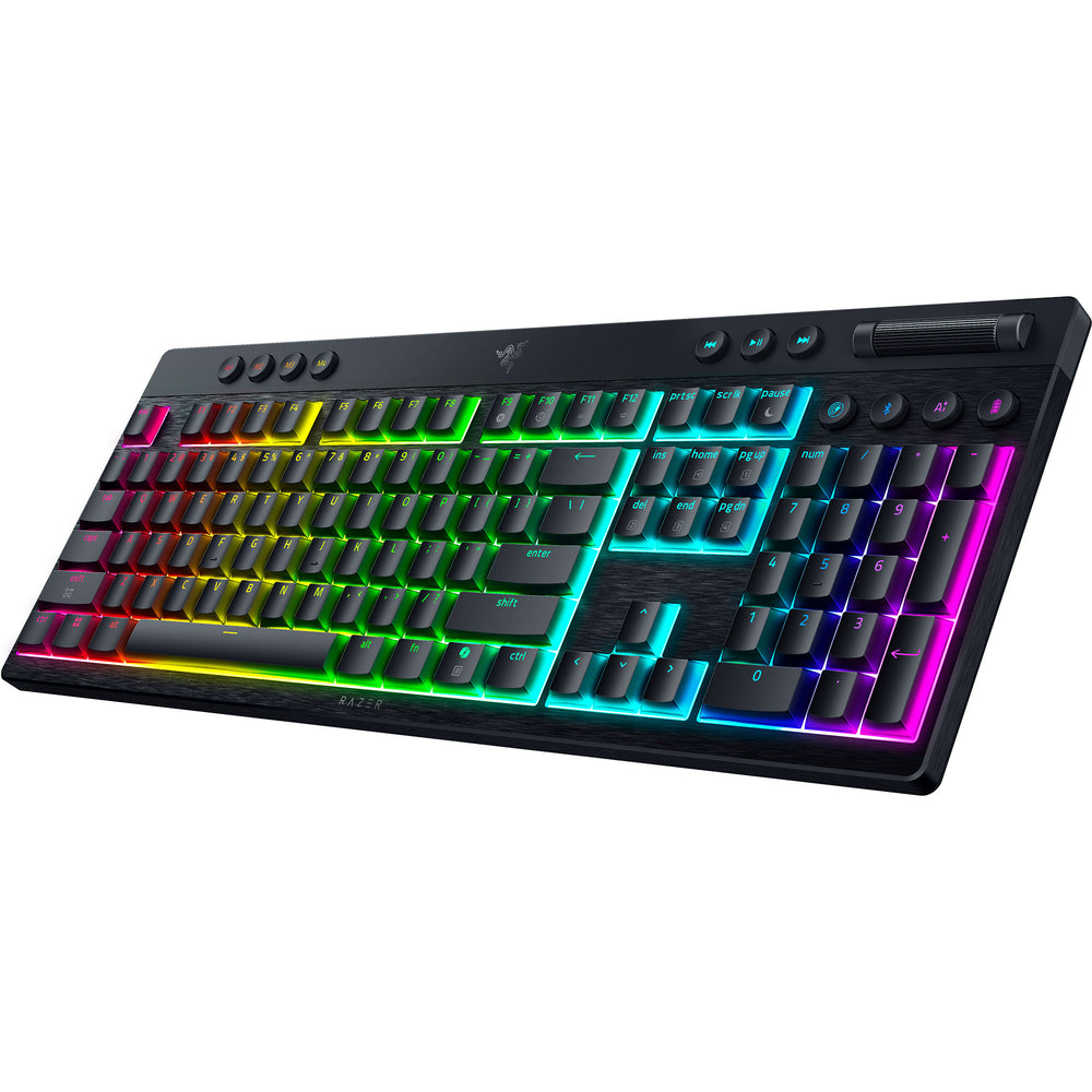 Razer blackwidow v4 hyperspeed mechanisch gaming toetsenbord (zwart, us lay-out (qwerty), low-profile green , 100%, double-shot pbt)