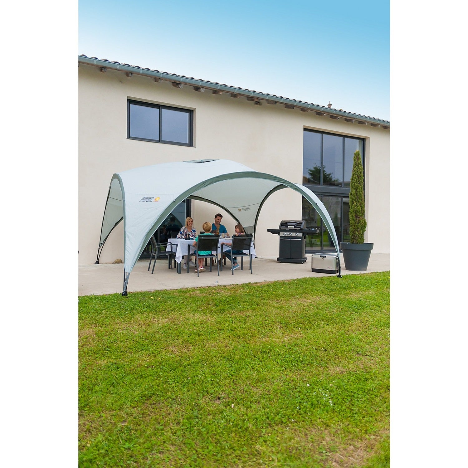 Coleman event shelter xl paviljoen (lichtgrijs grijs, 4.5 x 4.5 m)