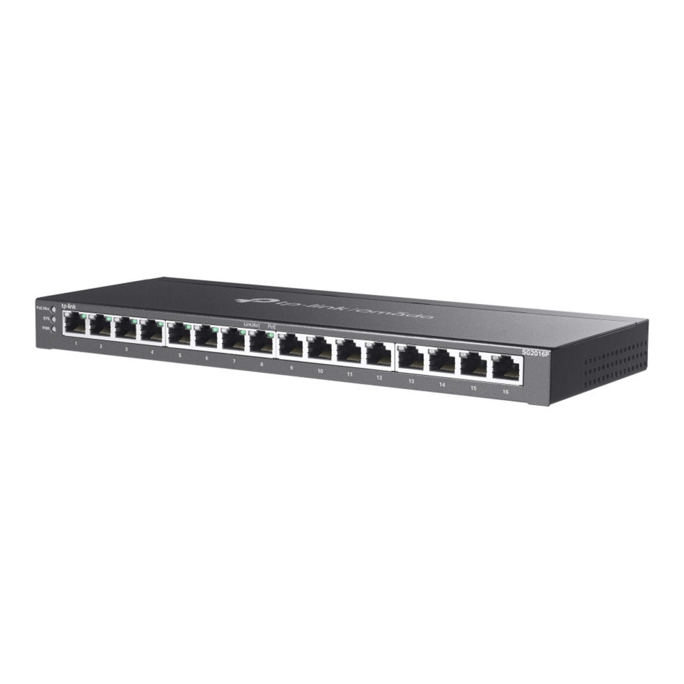 Tp-link omada sg2016p 16-poort gigabit smart switch (zwart, 8x poe+)